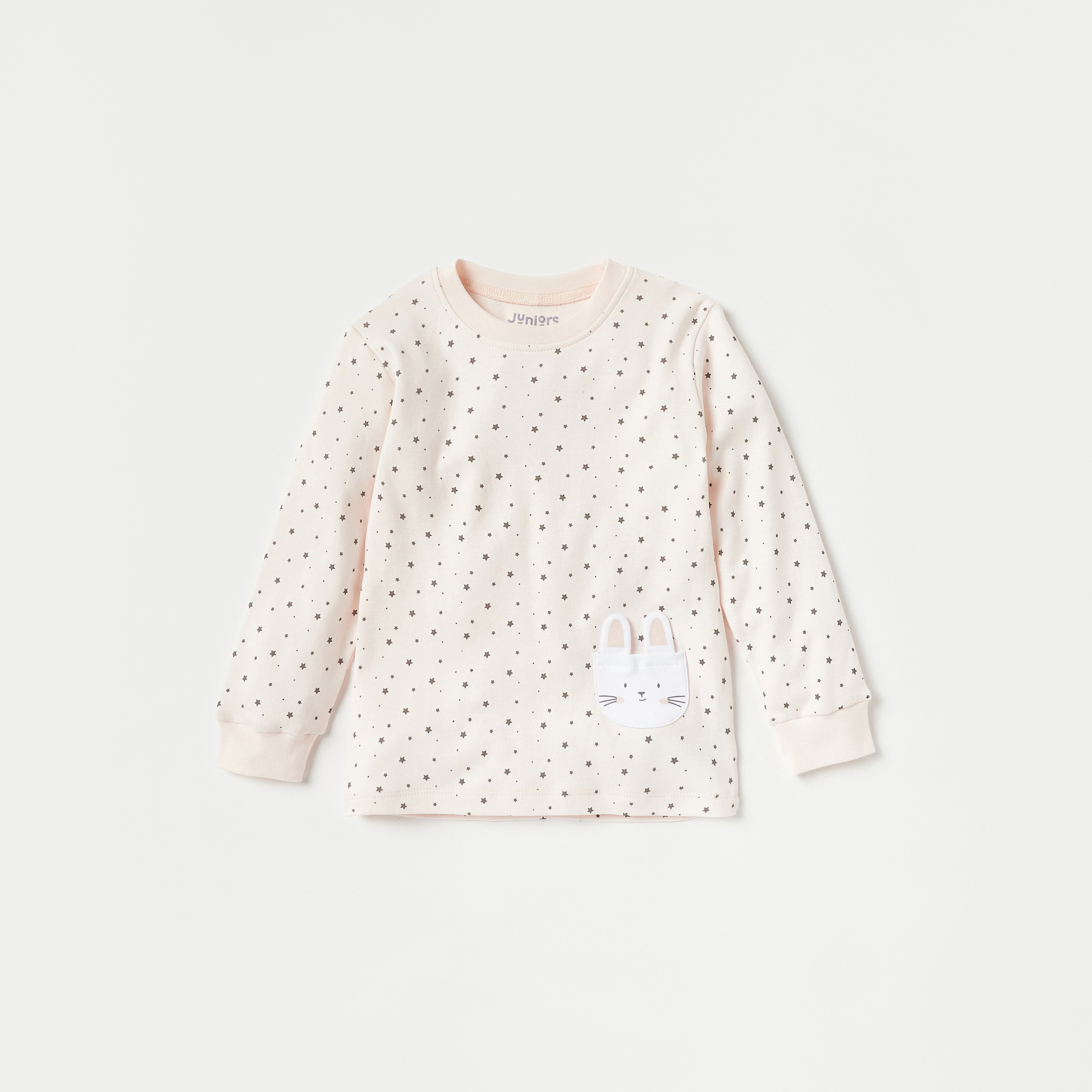 Juniors Star Print Long Sleeves T-shirt and Pyjama Set-baby-girls-clothing-nightwear-pyjamasets-image-2