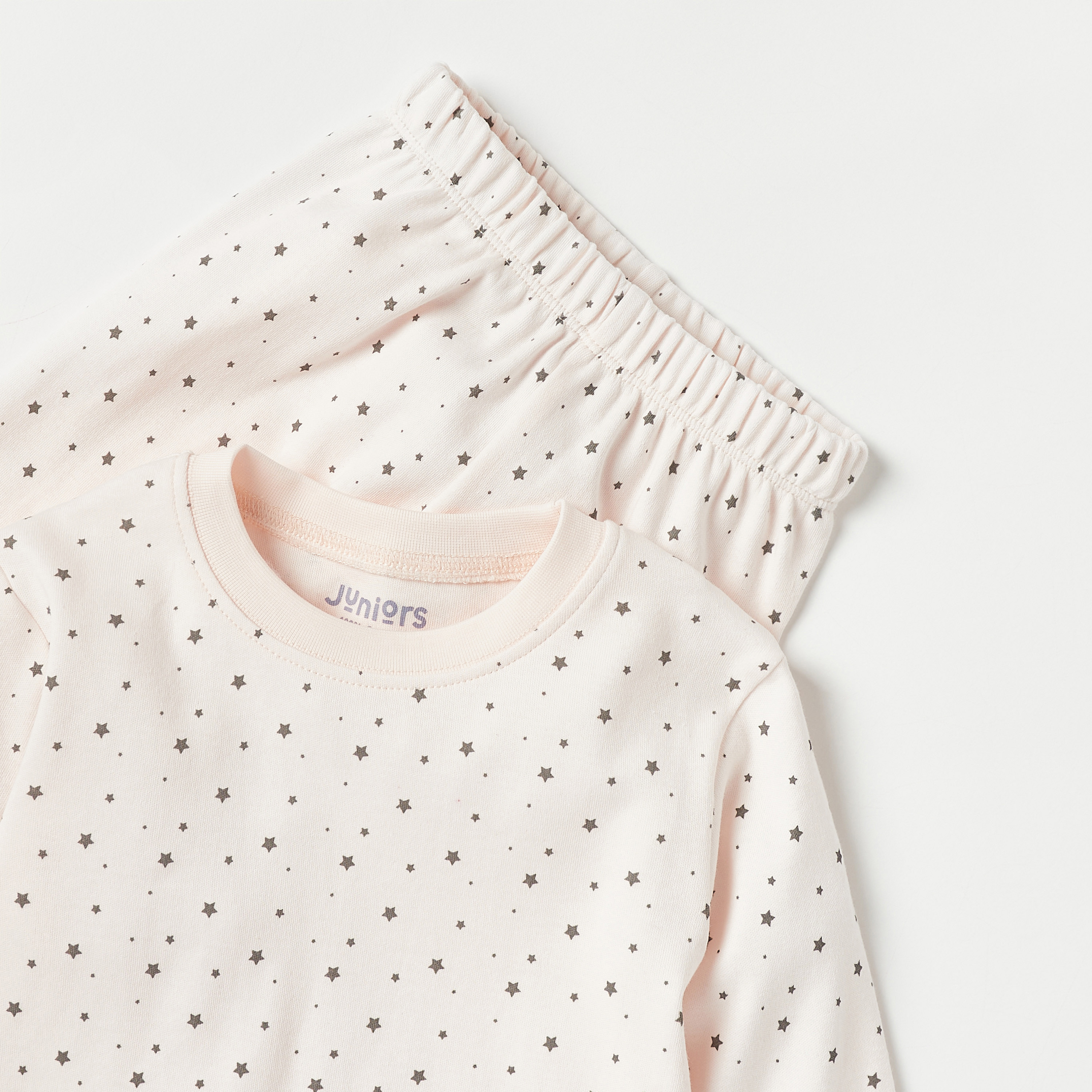 Juniors Star Print Long Sleeves T-shirt and Pyjama Set-baby-girls-clothing-nightwear-pyjamasets-image-4