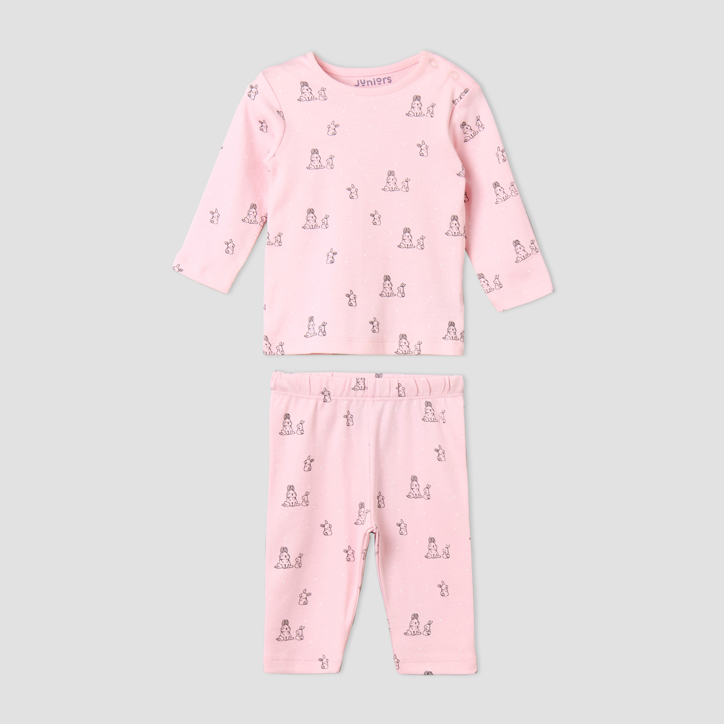 Pack of 4 Juniors Cotton Crew Neck Long Sleeves Pyjama Set with Fun Print-baby-girls-clothing-nightwear-pyjamasets-image-3