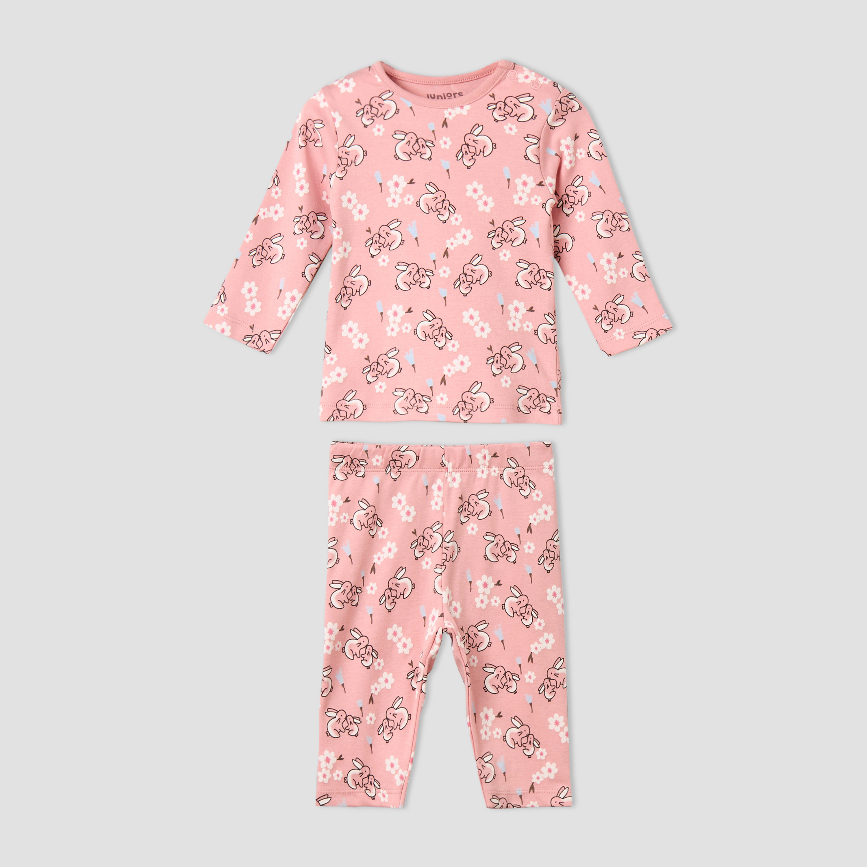 Pack of 4 Juniors Cotton Crew Neck Long Sleeves Pyjama Set with Fun Print-baby-girls-clothing-nightwear-pyjamasets-image-5