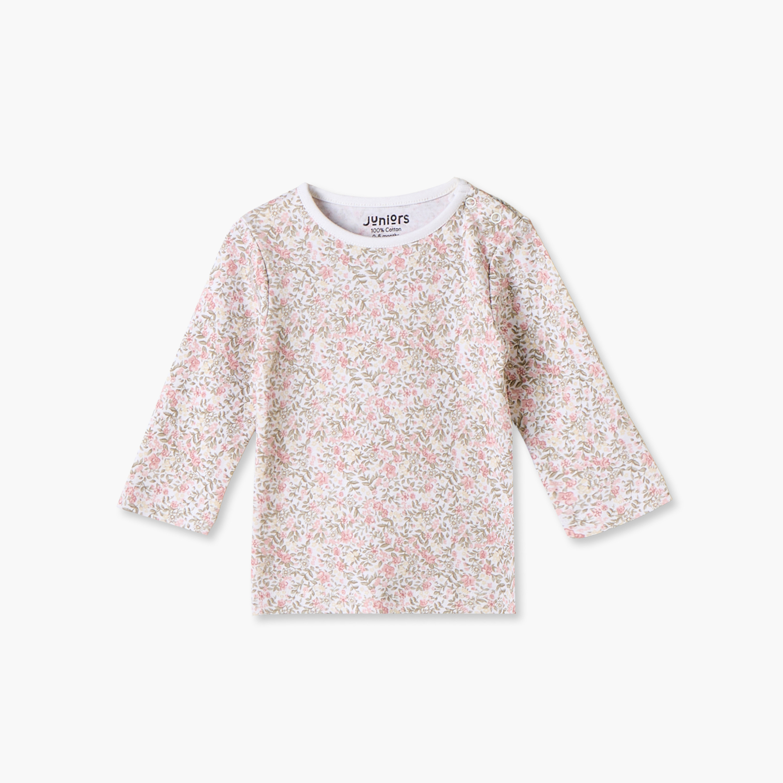 طقم بيجاما قطن بياقة ضيقة وأكمام طويلة بطبعات من جونيورز-baby-girls-clothing-winterwear-pyjamasets-image-2