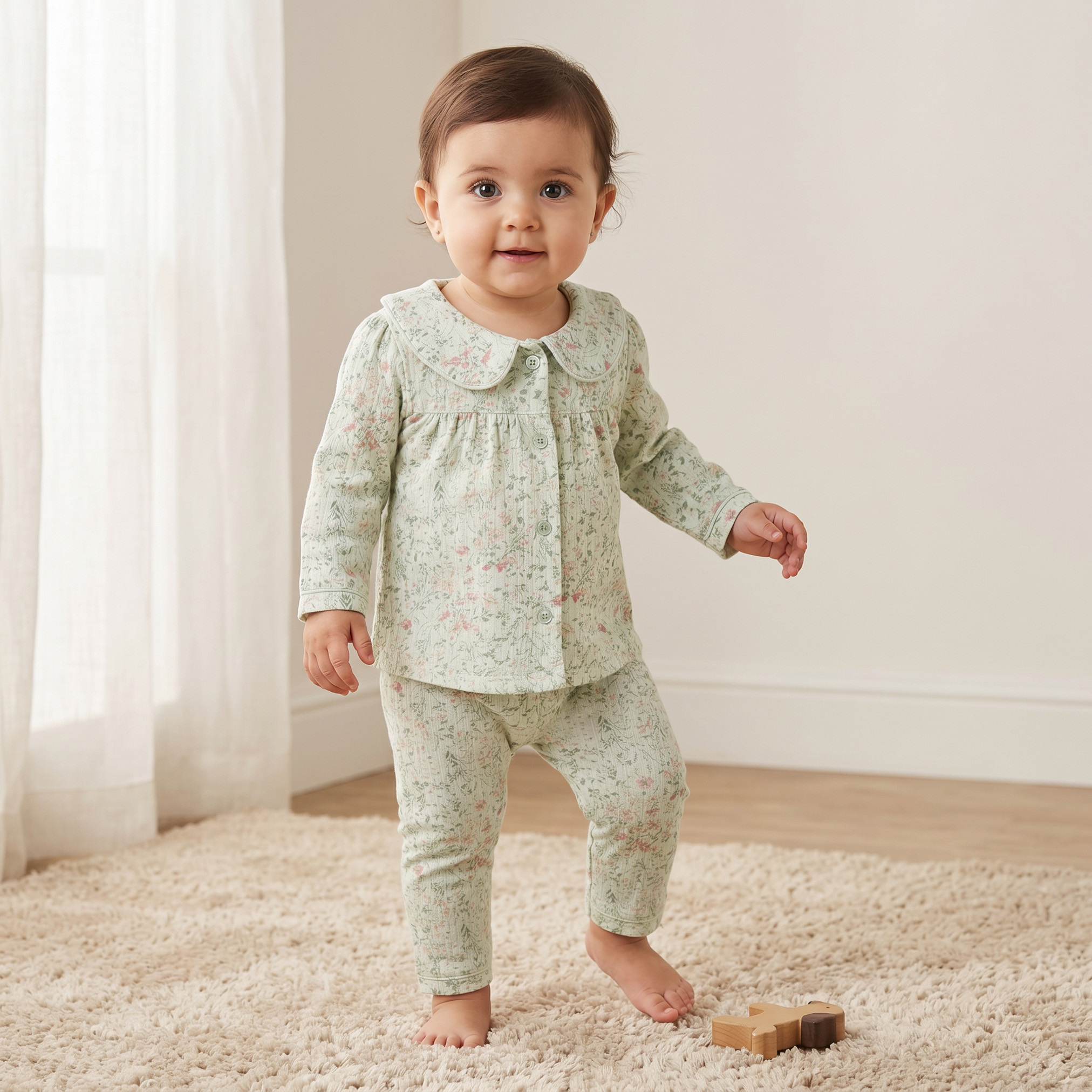 Giggles Cotton Peter Pan Collar Long Sleeves Pyjama Set with Floral Print-baby-girls-clothing-nightwear-pyjamasets-image-1