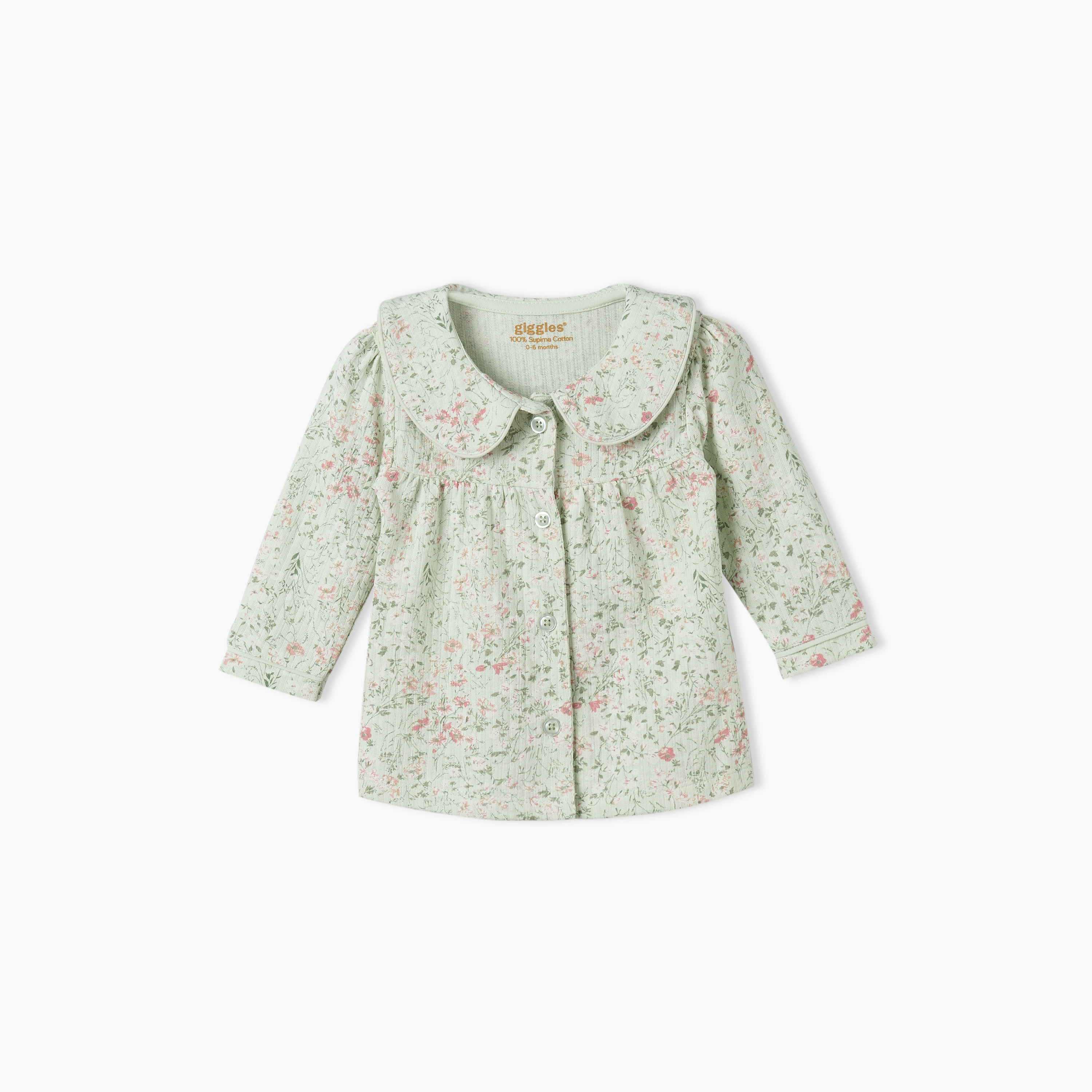 Giggles Cotton Peter Pan Collar Long Sleeves Pyjama Set with Floral Print-baby-girls-clothing-nightwear-pyjamasets-image-3