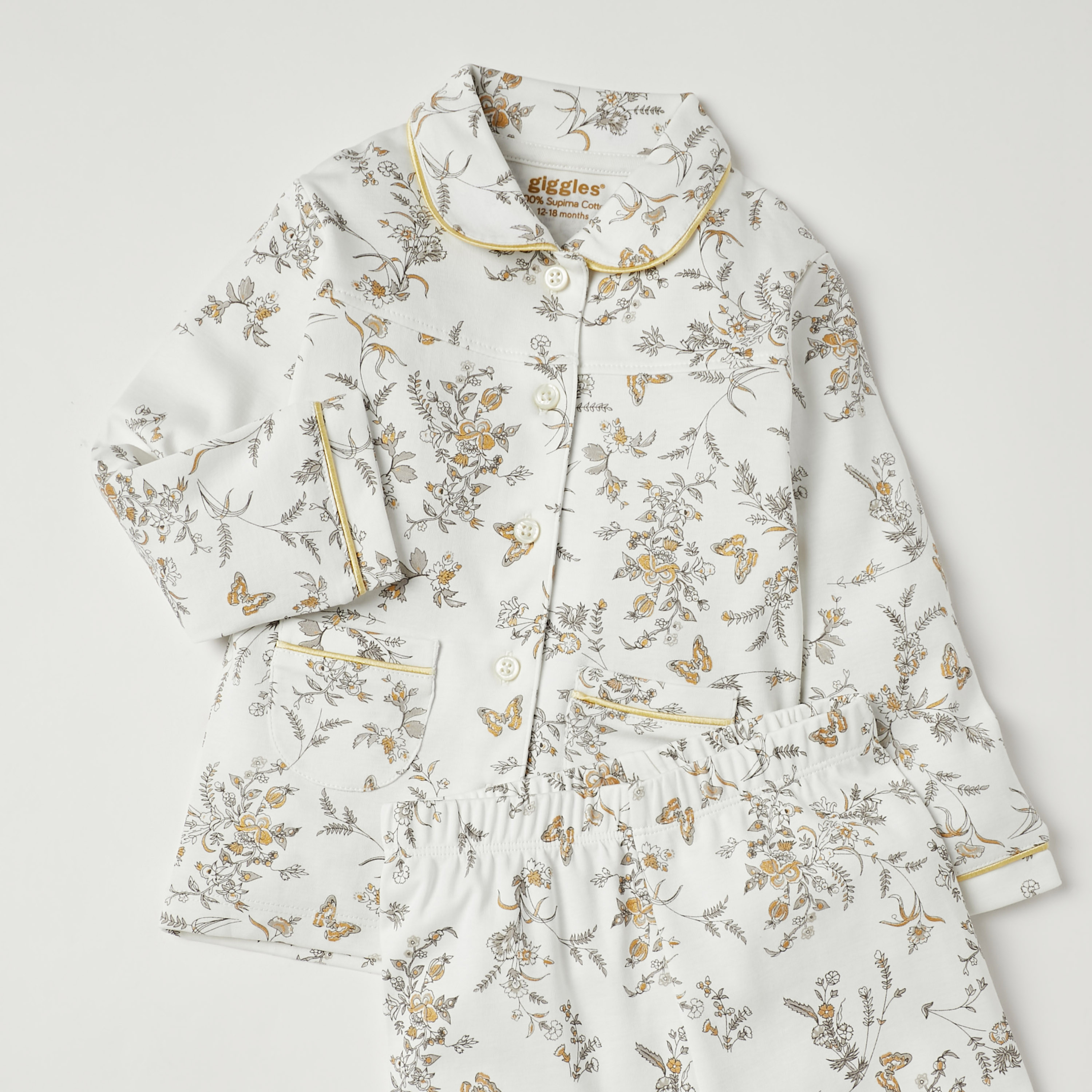 طقم بنطلون بيجاما وقميص بطبعات أزهار من جيجلز-baby-girls-clothing-nightwear-pyjamasets-image-4