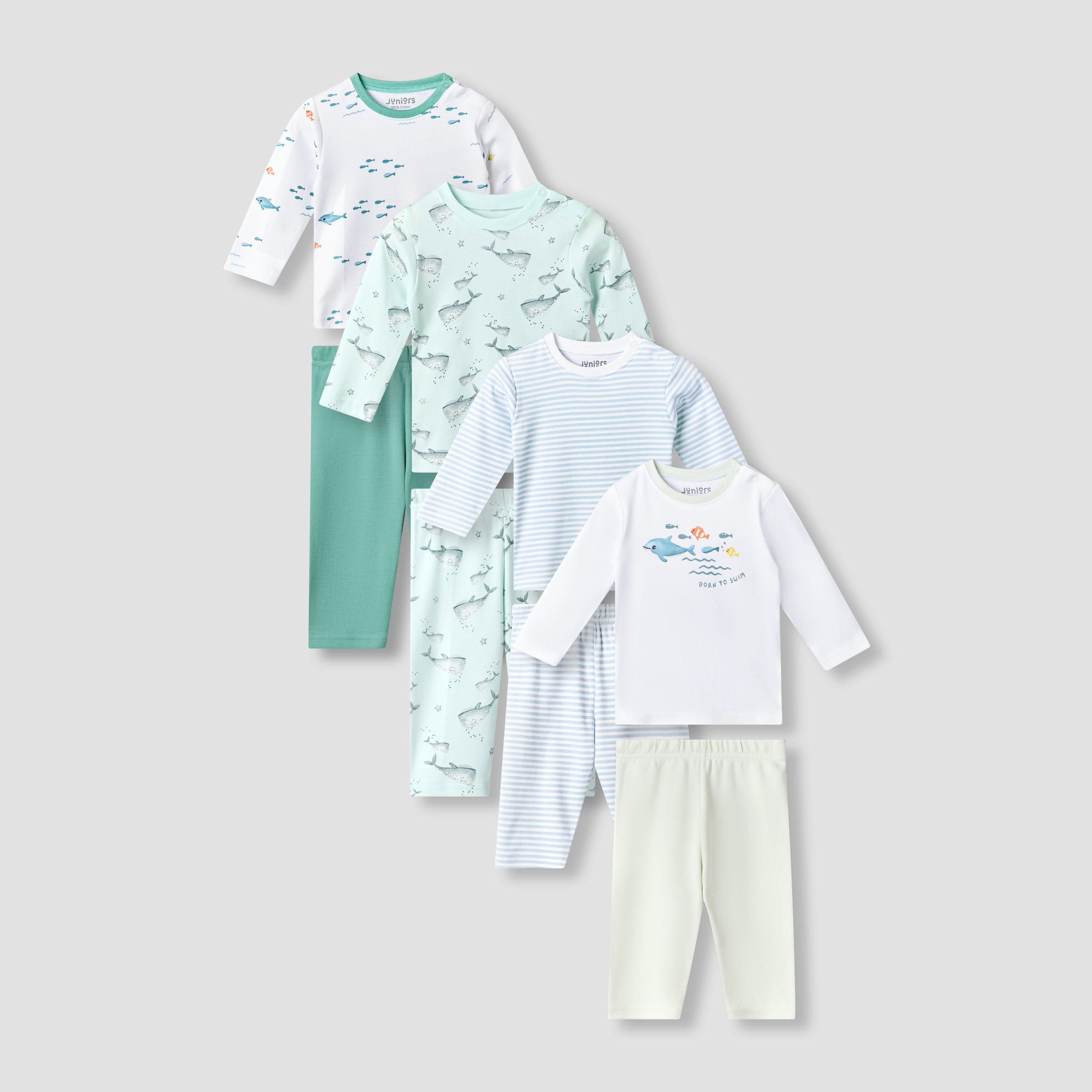 Set of 4 Juniors Cotton Round Neck Long Sleeves Pyjama Set with Print-baby-boys-clothing-nightwear-pyjamasets-image-1