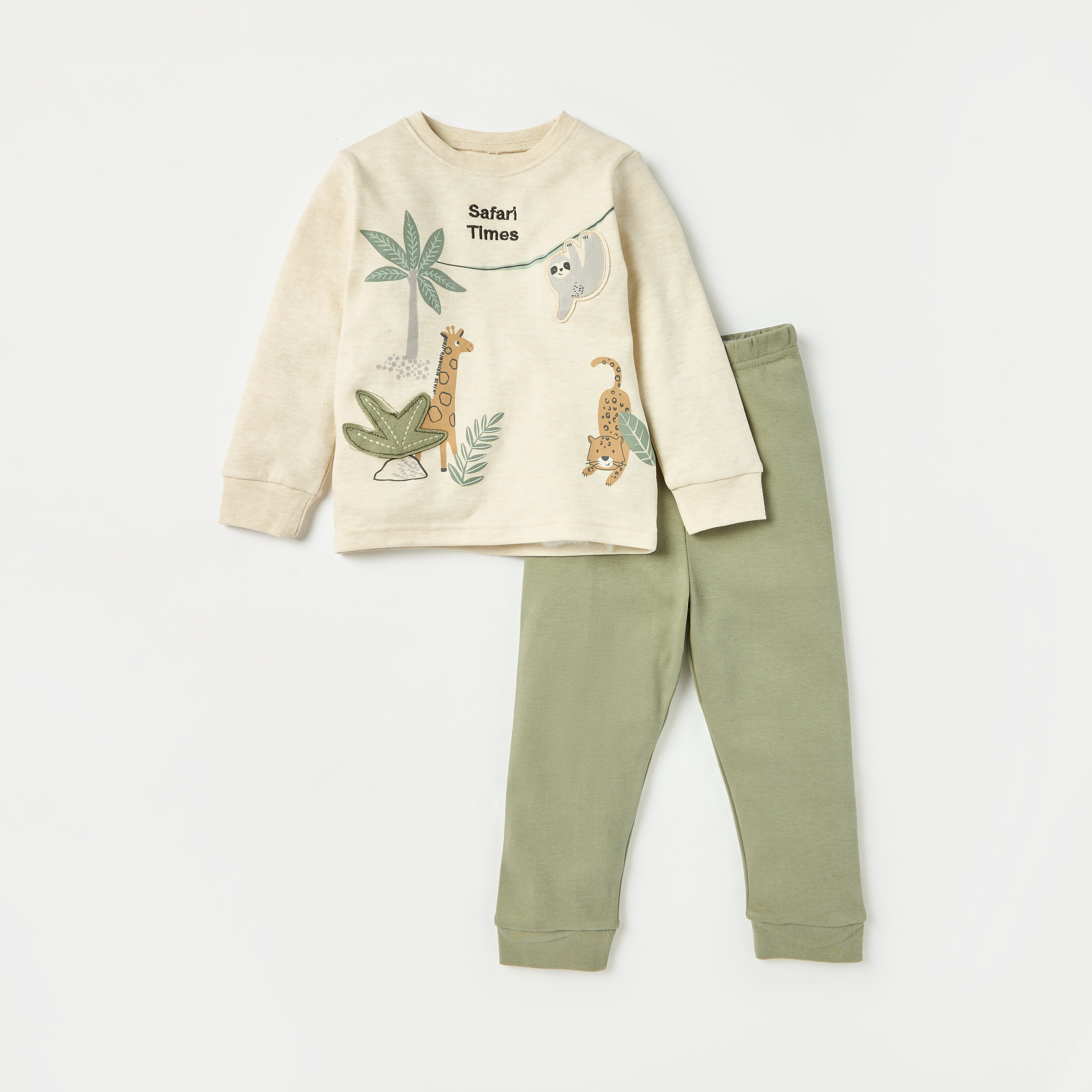 طقم بنطلون بيجاما وتيشيرت بطبعات حيوانات من جونيورز-baby-boys-clothing-nightwear-pyjamasets-image-1