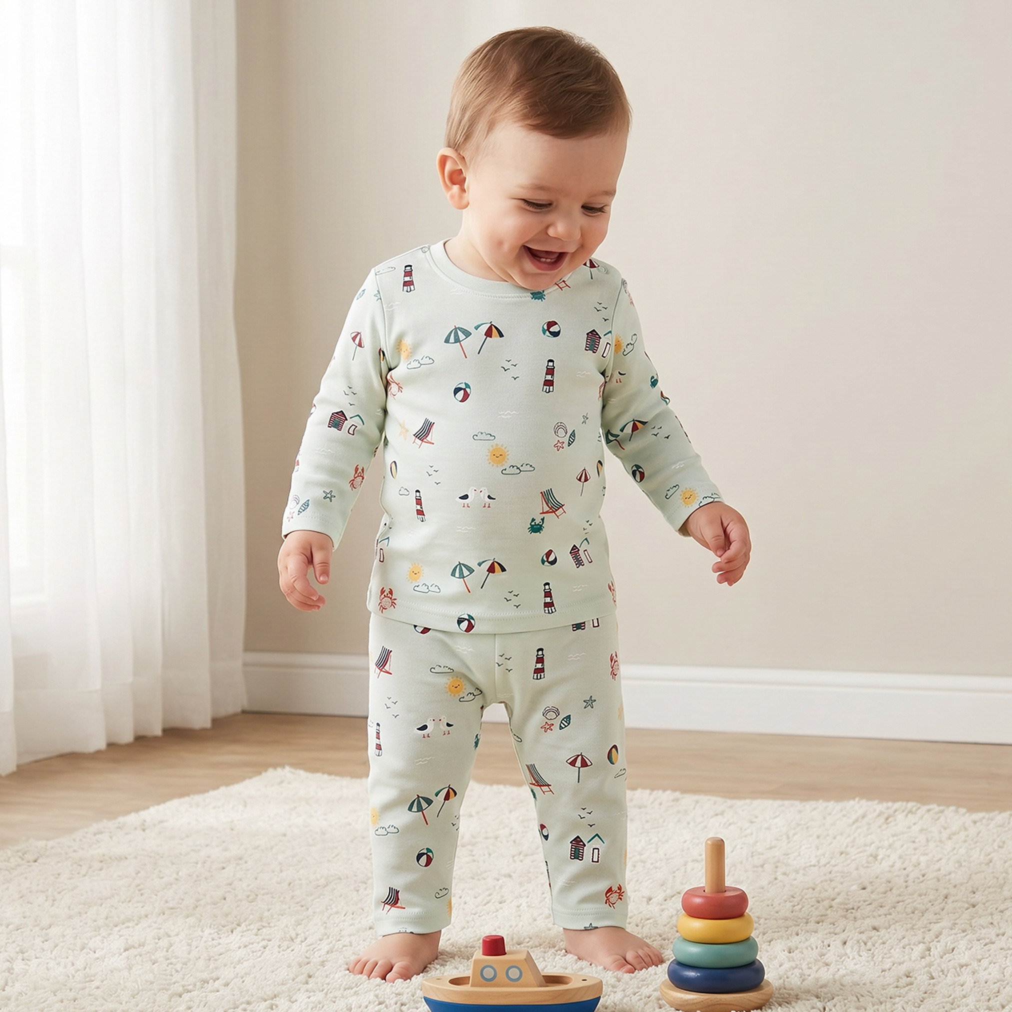 Set of 4 Juniors Cotton Round Neck Long Sleeves Pyjama Set with Assorted Print-baby-boys-clothing-nightwear-pyjamasets-image-2