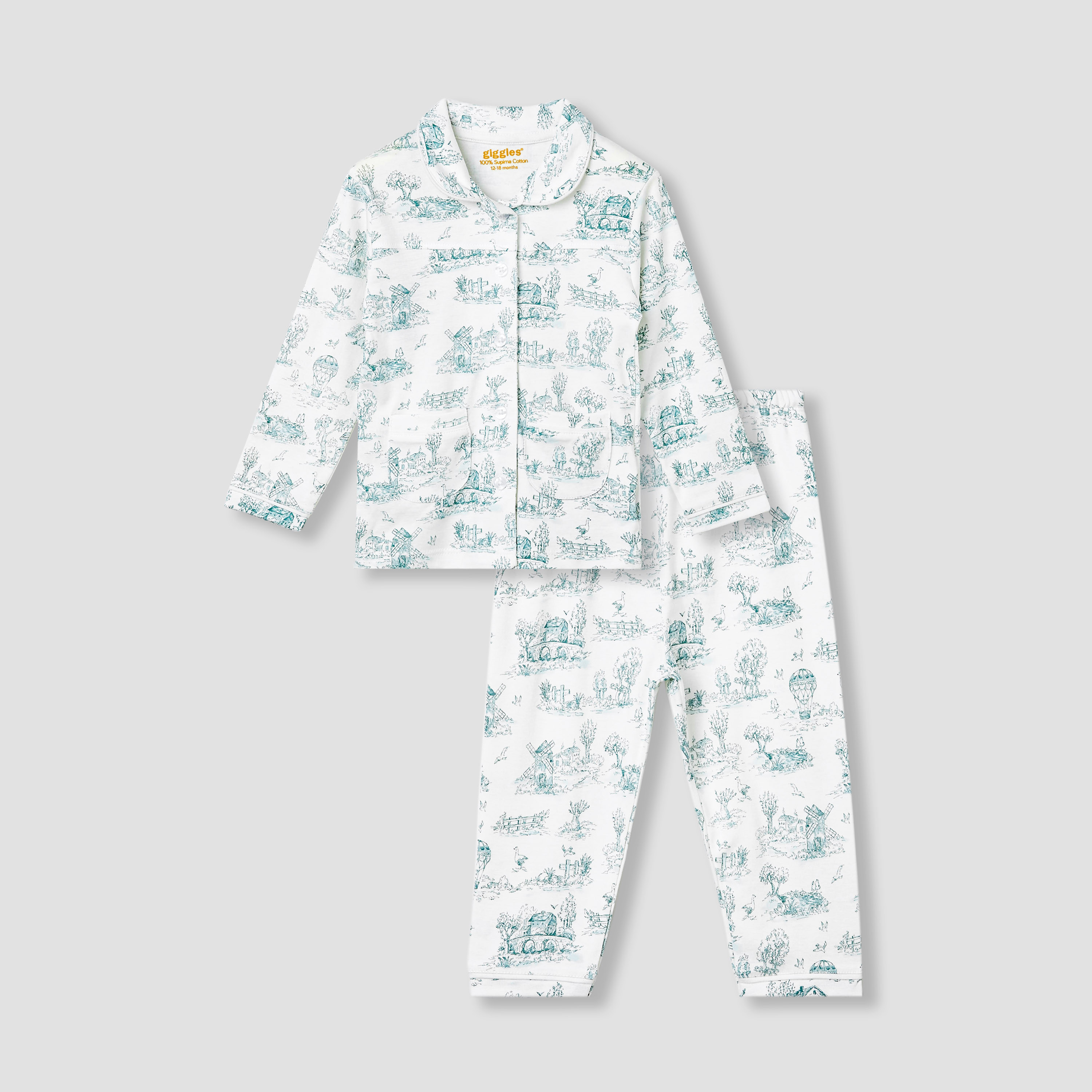 Giggles Printed Shirt and Pyjama Set-baby-girls-clothing-nightwear-pyjamasets-image-1
