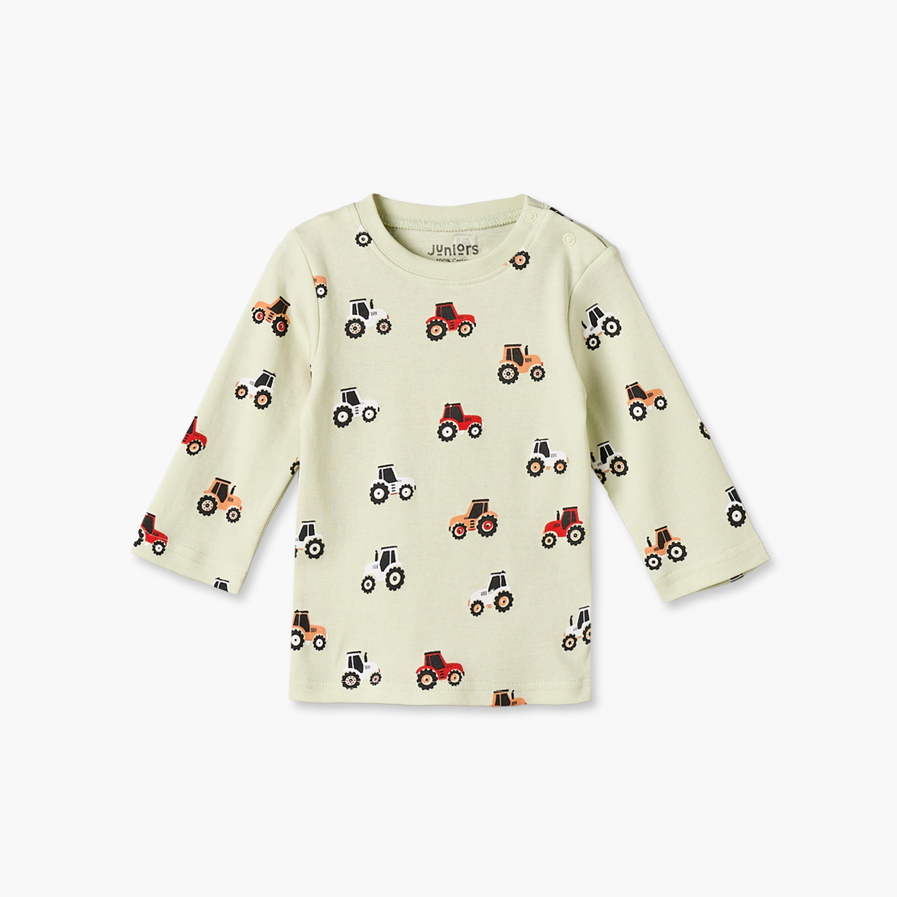 Juniors Cotton Crew Neck Long Sleeves Pyjama Set with Tractor Print-baby-boys-clothing-nightwear-pyjamasets-image-2