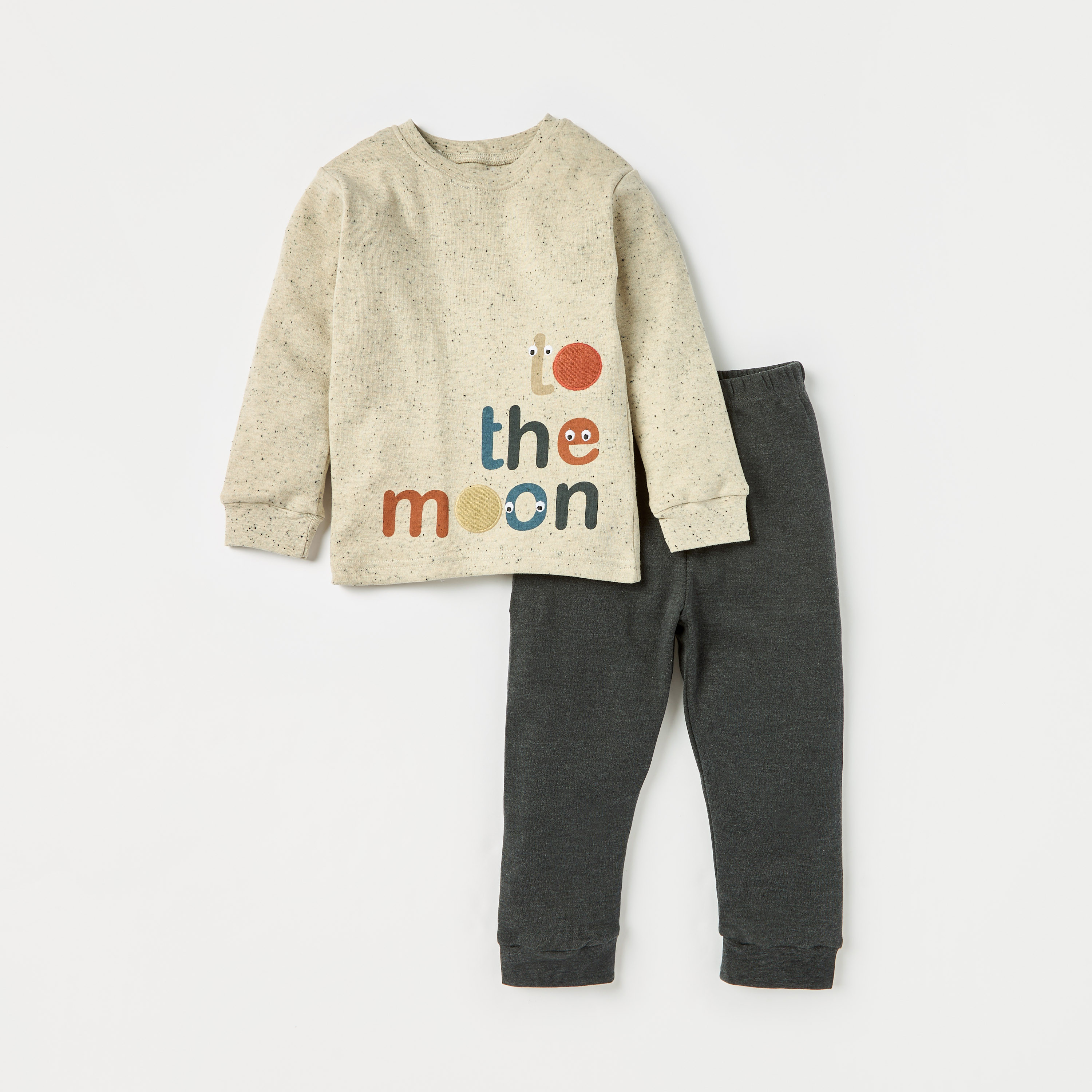 Juniors Typographic Print T-shirt and Pyjama Set-baby-boys-clothing-nightwear-pyjamasets-image-1