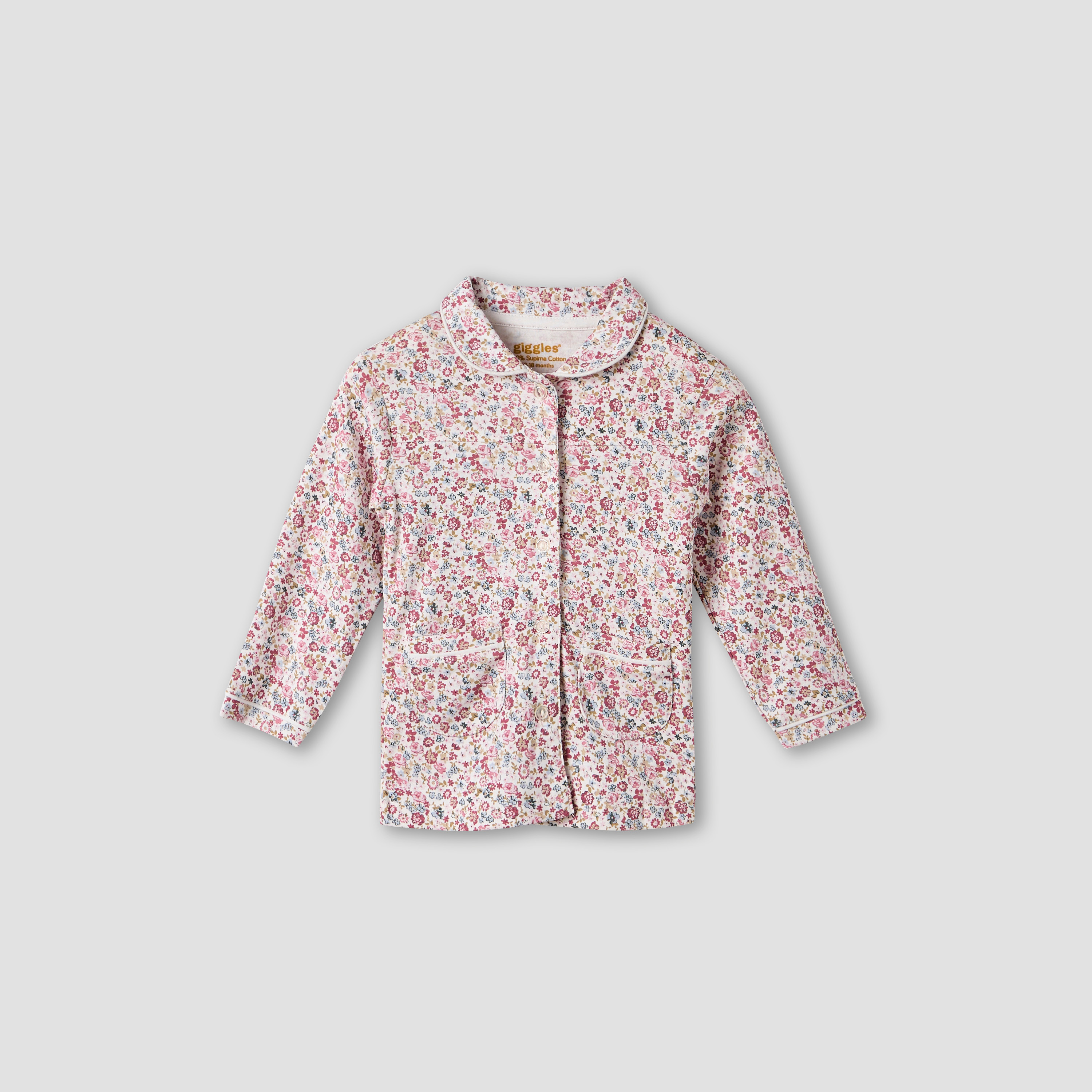 Giggles Floral Print Shirt and Pyjama Set-baby-girls-clothing-nightwear-pyjamasets-image-2