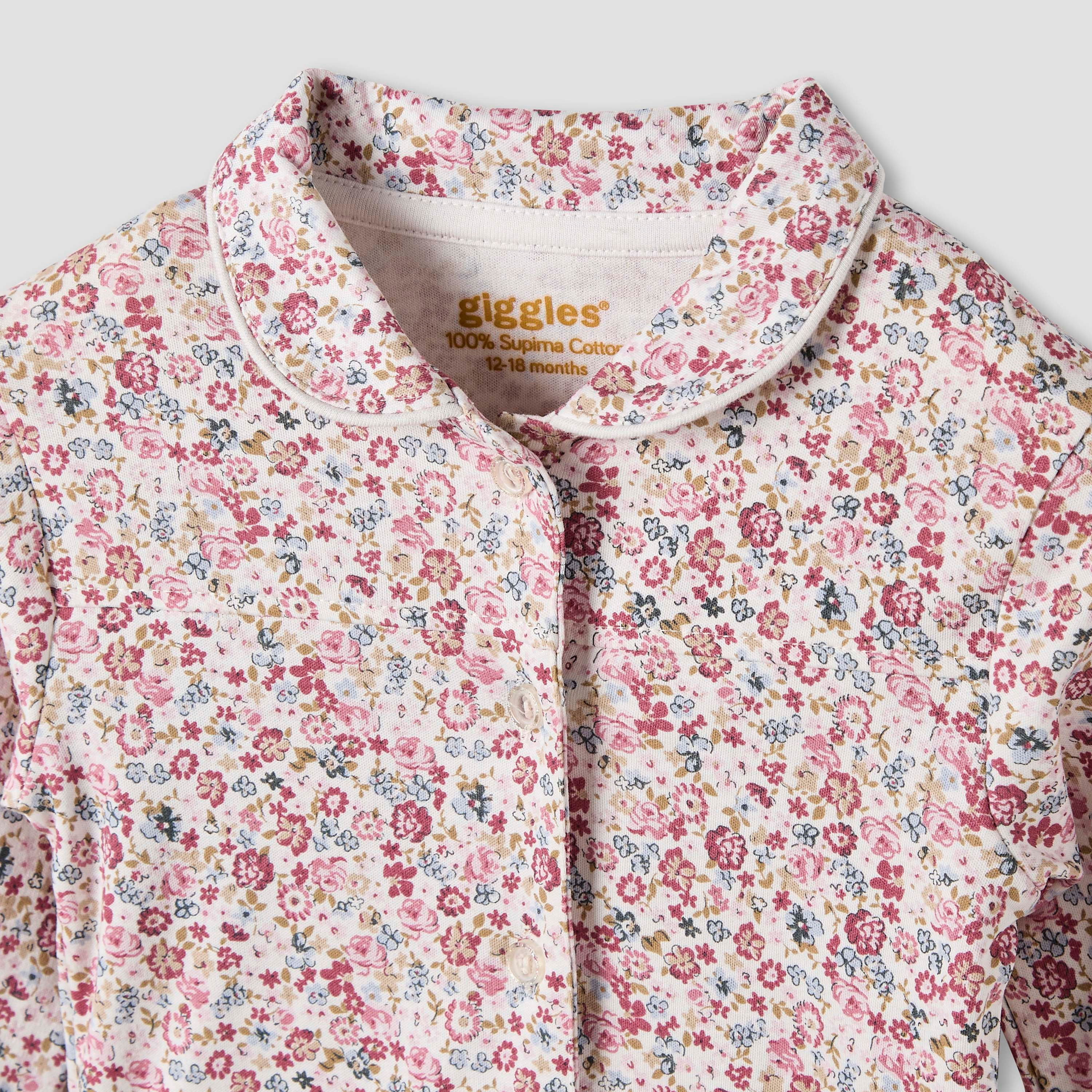 Giggles Floral Print Shirt and Pyjama Set-baby-girls-clothing-nightwear-pyjamasets-image-4