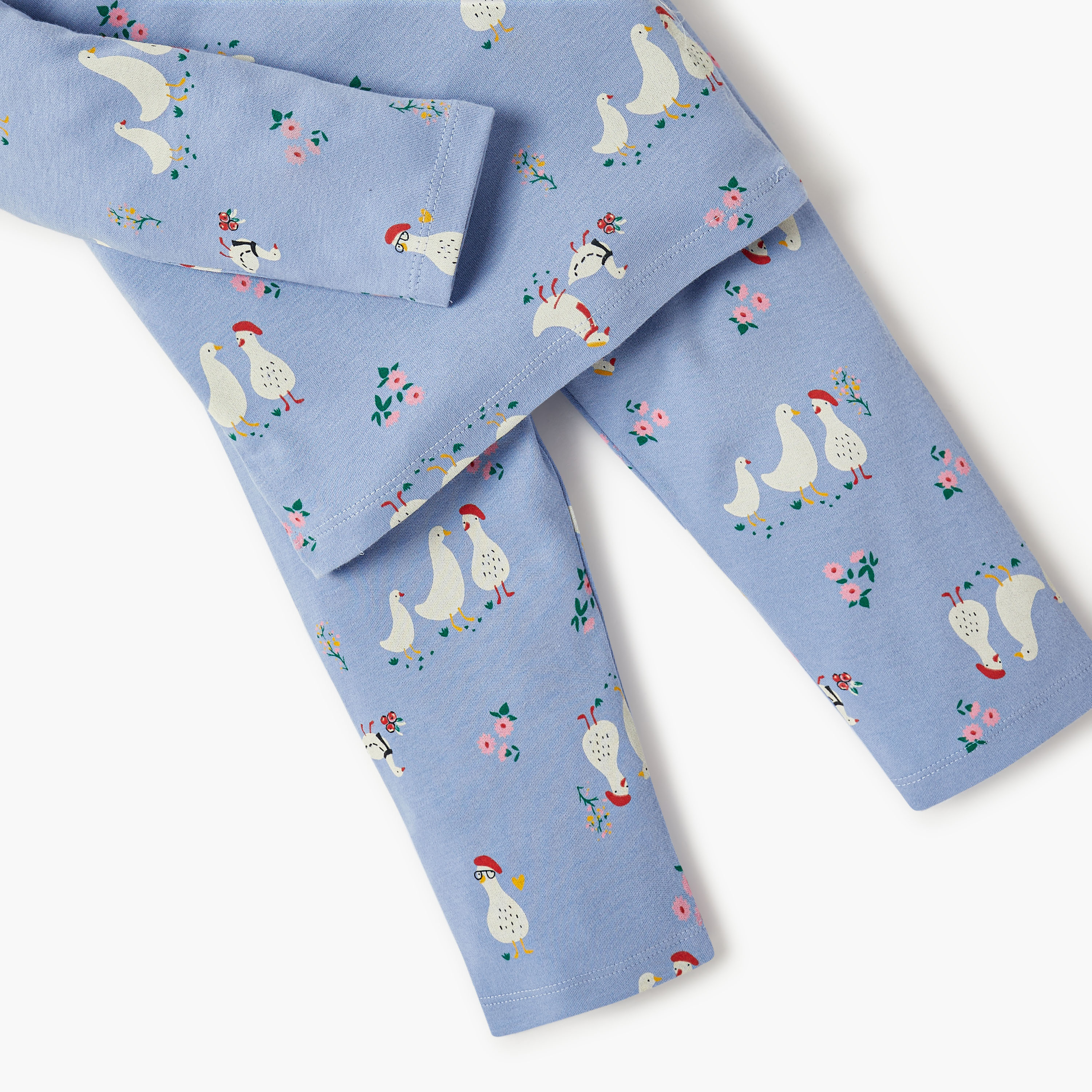 طقم بيجاما بأكمام طويلة وياقة مستديرة بطبعات - قطن من جونيورز-baby-girls-clothing-nightwear-pyjamasets-image-5