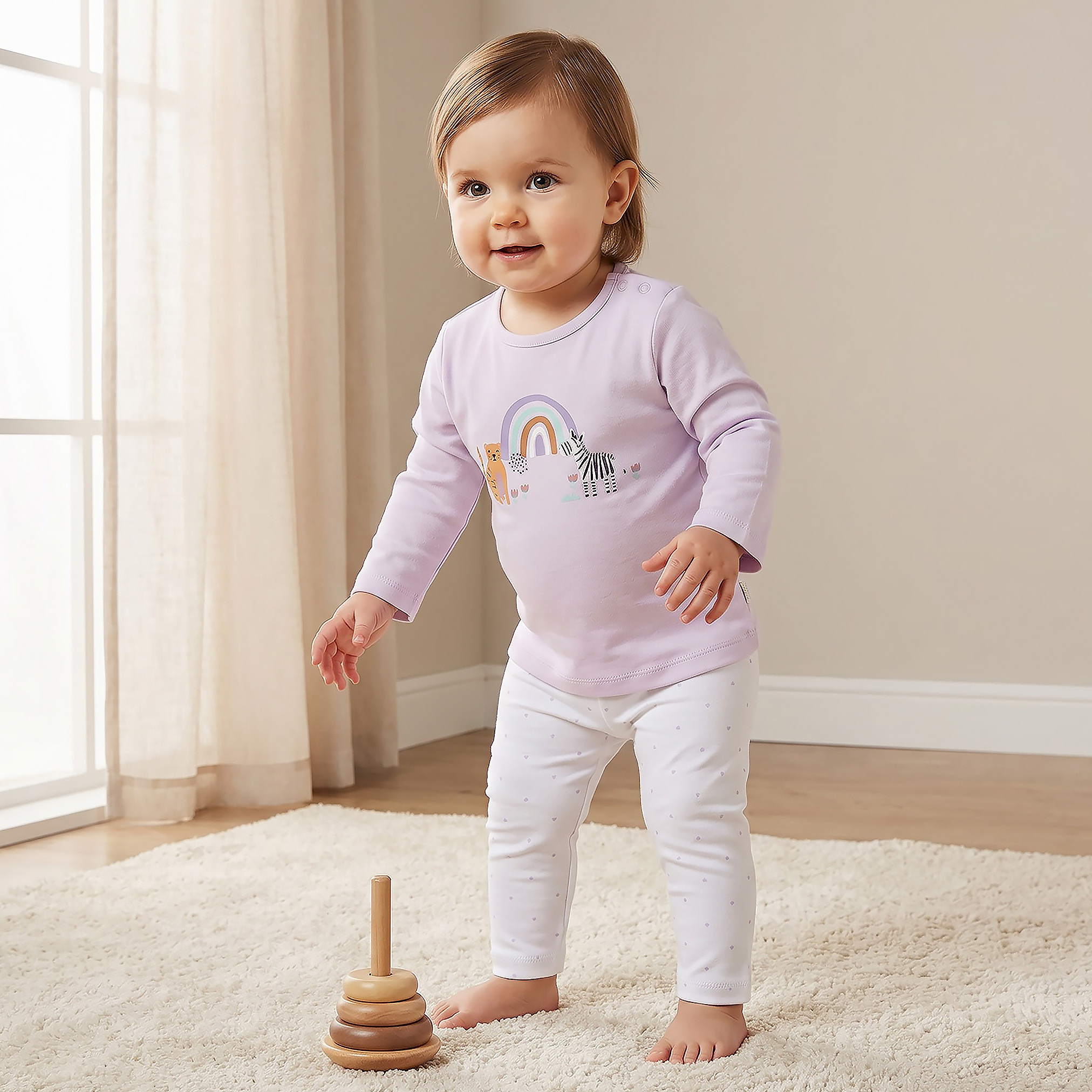 Set of 4 Juniors Cotton Crew Neck Long Sleeve Pyjama Set with Assorted Print-baby-girls-clothing-nightwear-pyjamasets-image-2