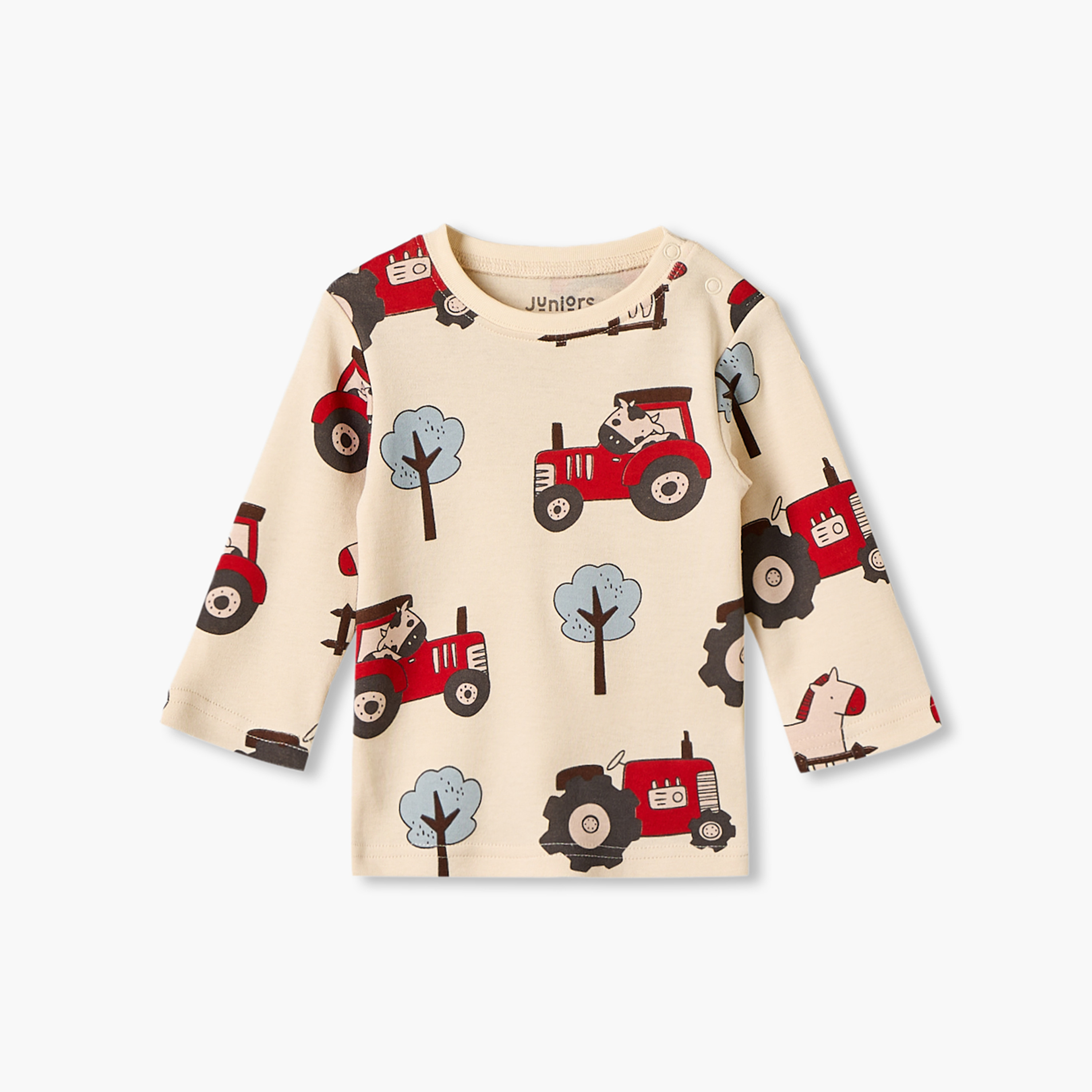 طقم بيجاما قطن بياقة ضيقة وأكمام طويلة بطبعات من جونيورز-baby-boys-clothing-nightwear-pyjamasets-image-2