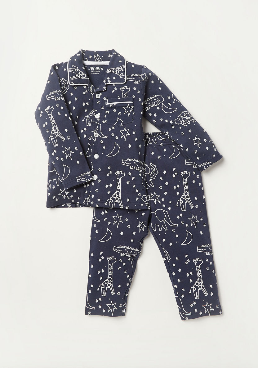 Juniors Animal Constellation Print Shirt and Pyjama Set-Pyjama Sets-image-0