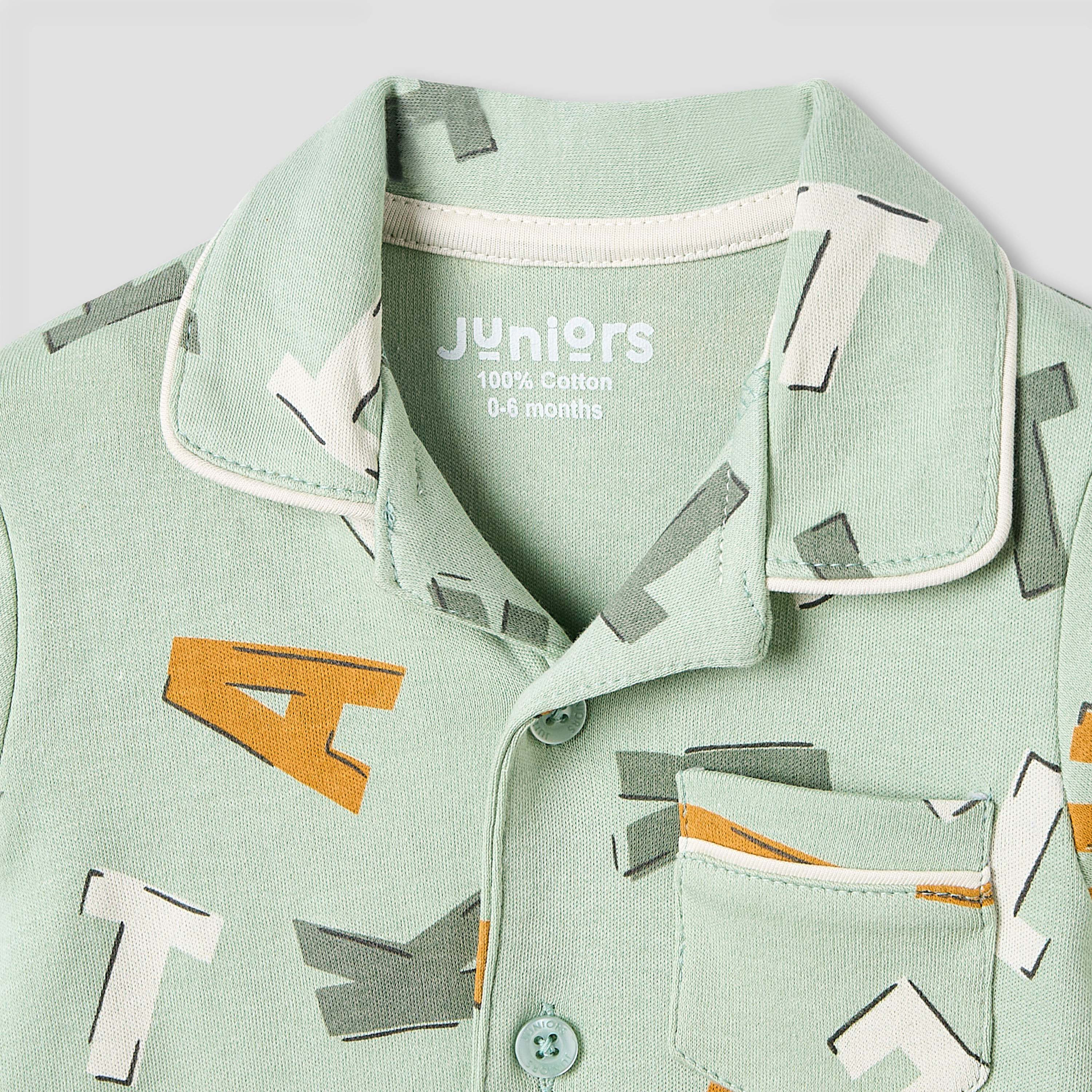 Juniors Pyjama Set with Alphabet Print - Cotton - Long Sleeves - Collar-promo_babyshop_Buy3for99_BAH130126-image-4