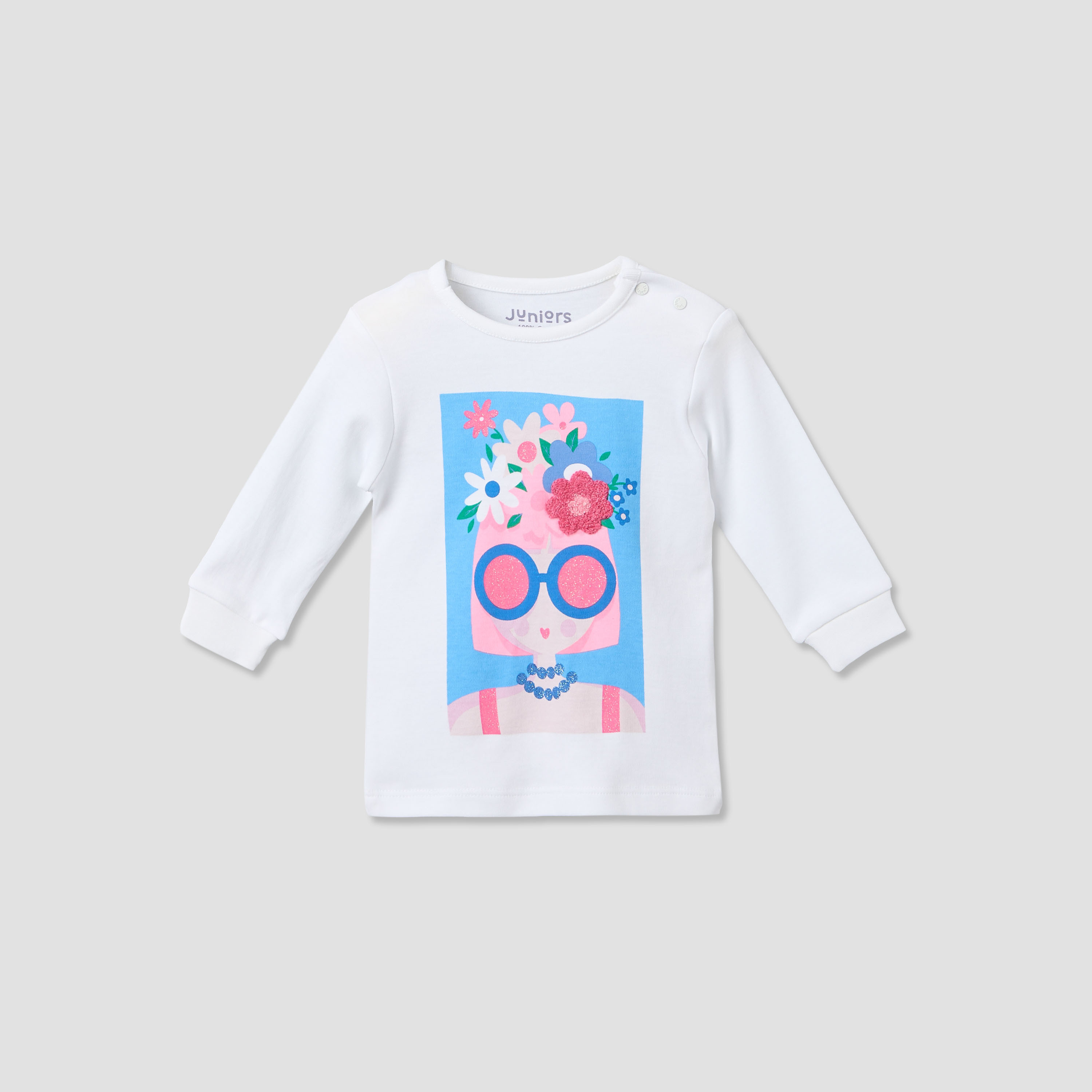 طقم بيجاما قطن بياقة مستديرة وأكمام طويلة وطبعات من جونيورز-baby-girls-clothing-nightwear-pyjamasets-image-3