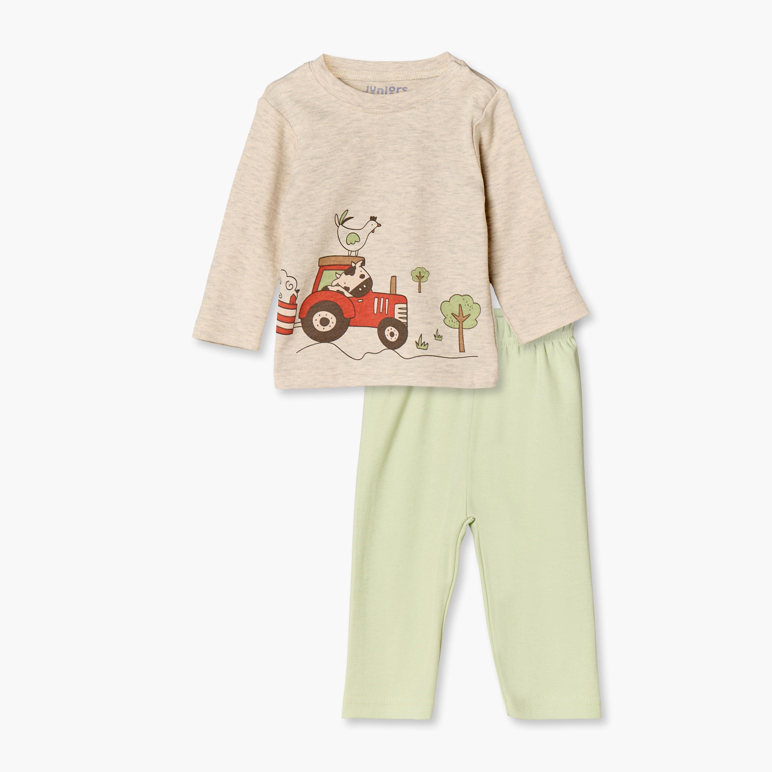 Juniors Cotton Crew Neck Long Sleeves Pyjama Set with Farm Print-baby-boys-clothing-nightwear-pyjamasets-image-1