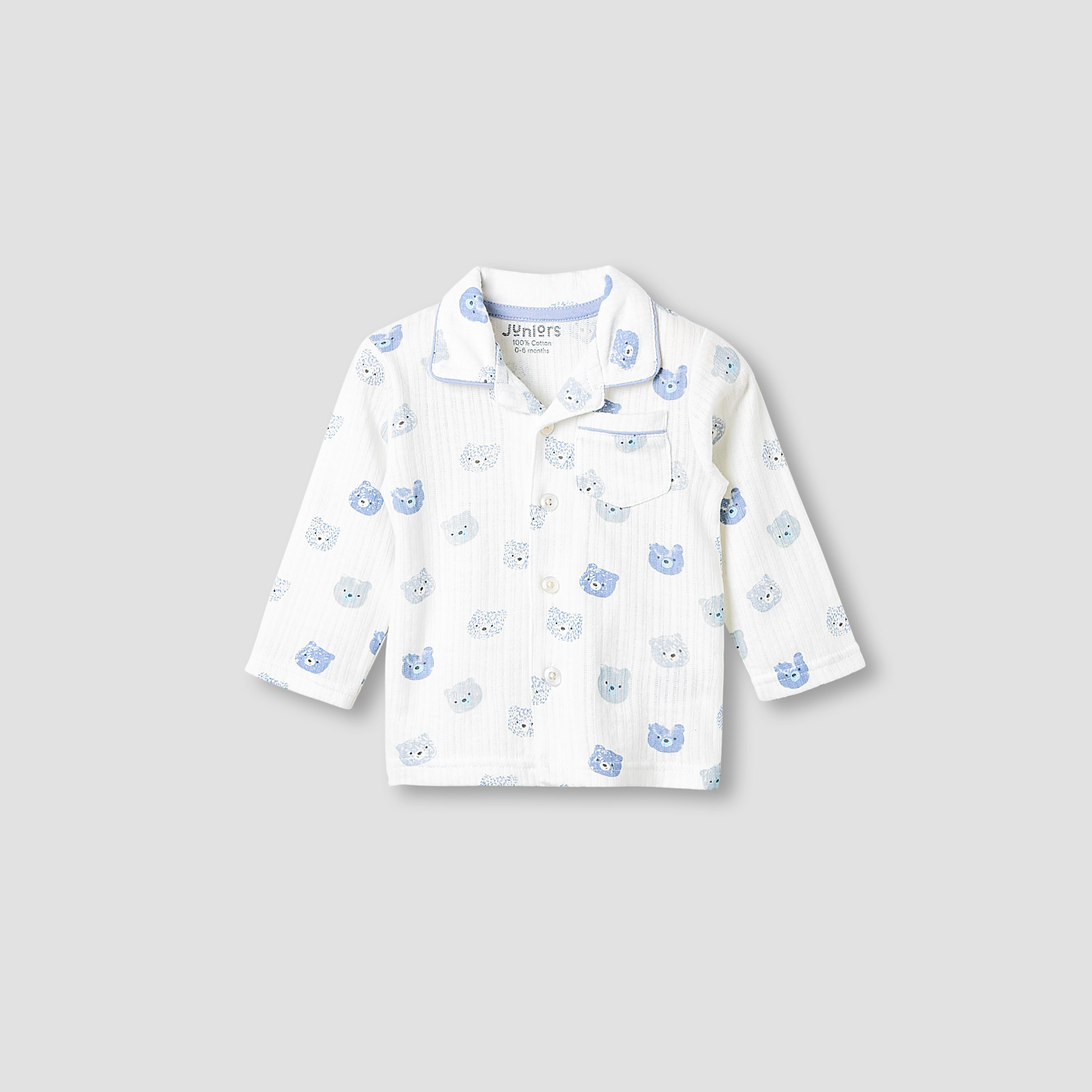 Juniors Pyjama Set with Bear Print - Cotton - Long Sleeves - Collar-baby-boys-clothing-nightwear-pyjamasets-image-2