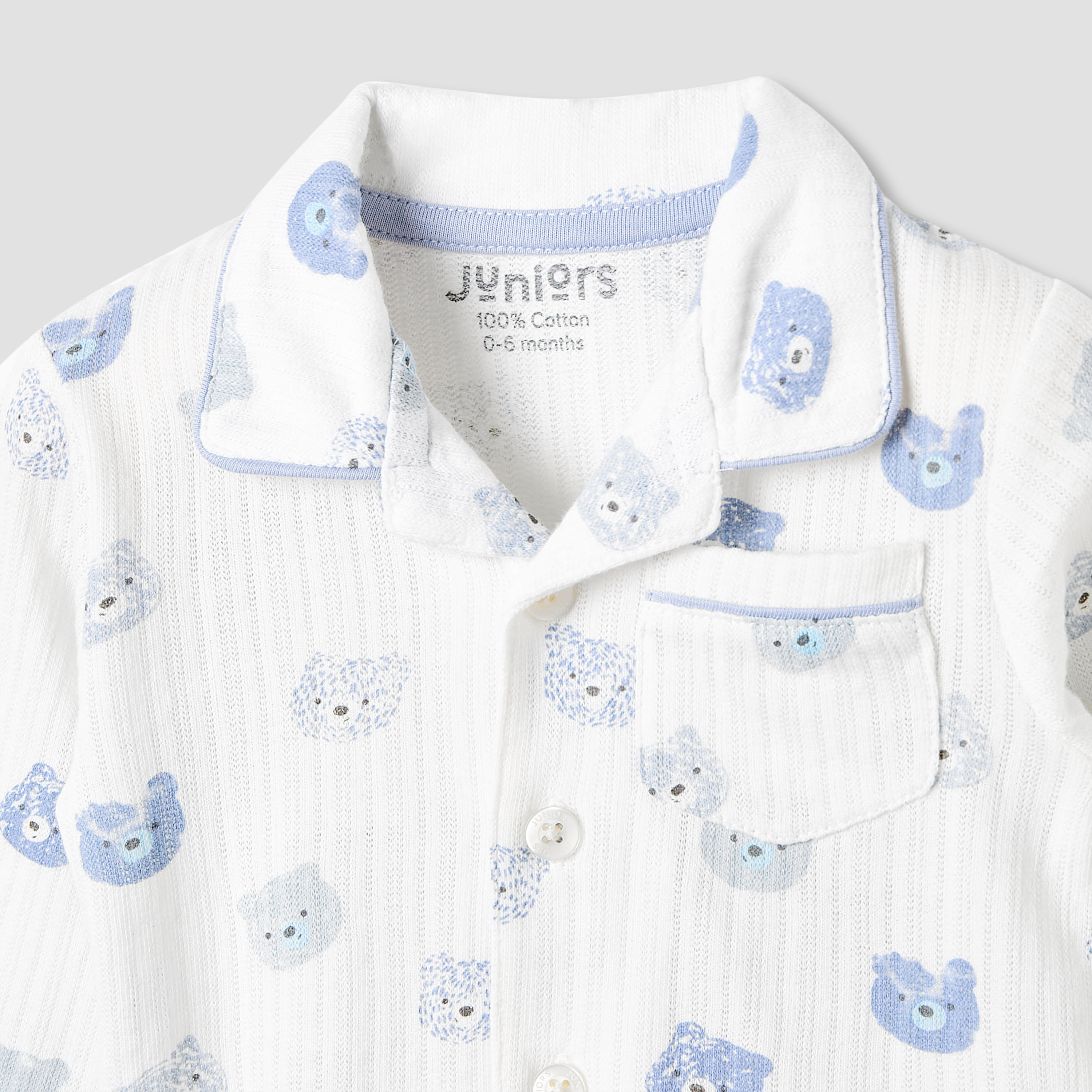Juniors Pyjama Set with Bear Print - Cotton - Long Sleeves - Collar-baby-boys-clothing-nightwear-pyjamasets-image-4