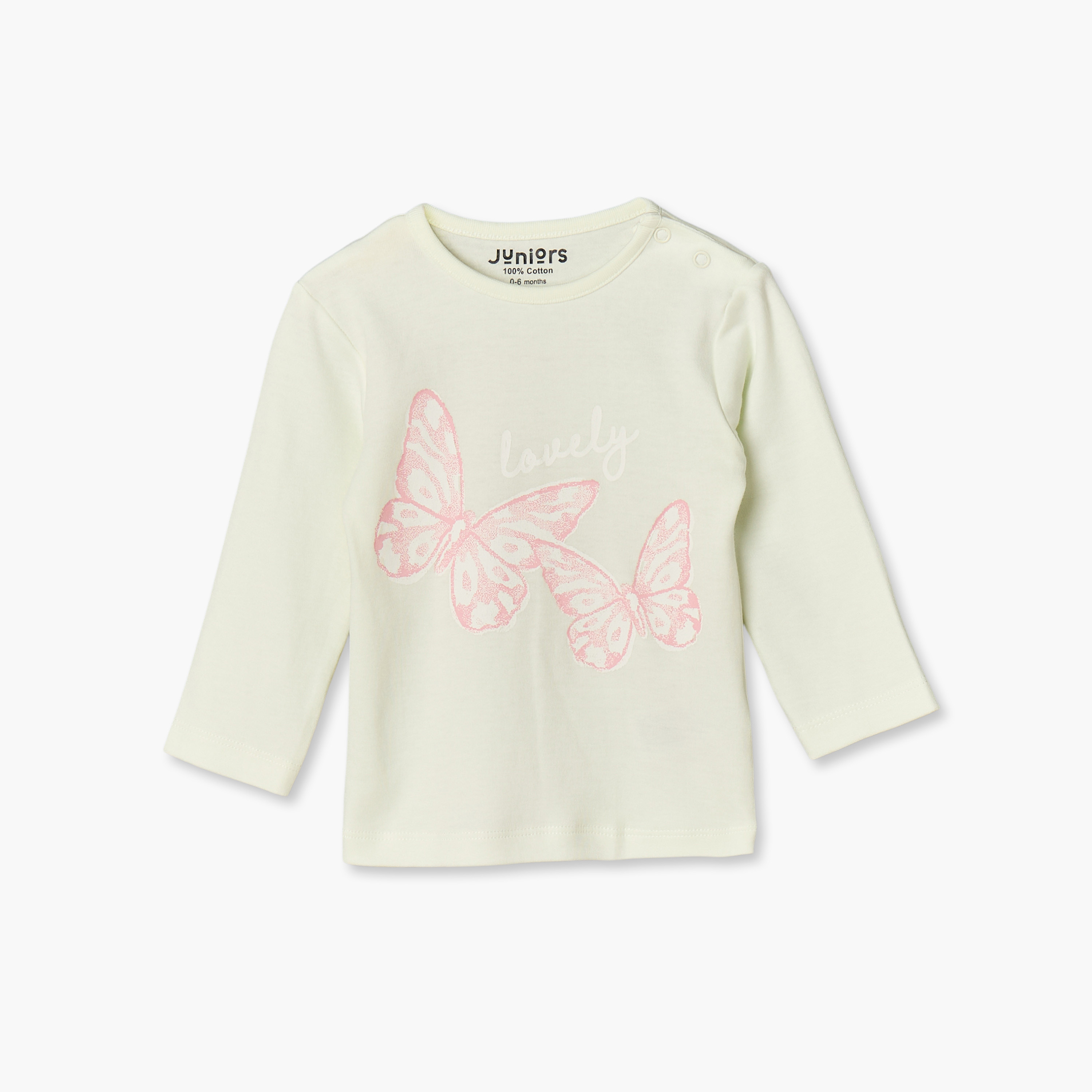 Juniors Cotton Crew Neck Long Sleeves Pyjama Set with Butterfly Print-baby-girls-clothing-nightwear-pyjamasets-image-2