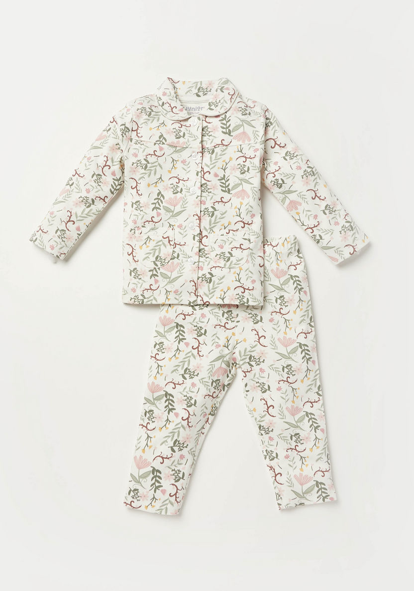 Juniors All-Over Floral Print Shirt and Pyjama Set-Pyjama Sets-image-0