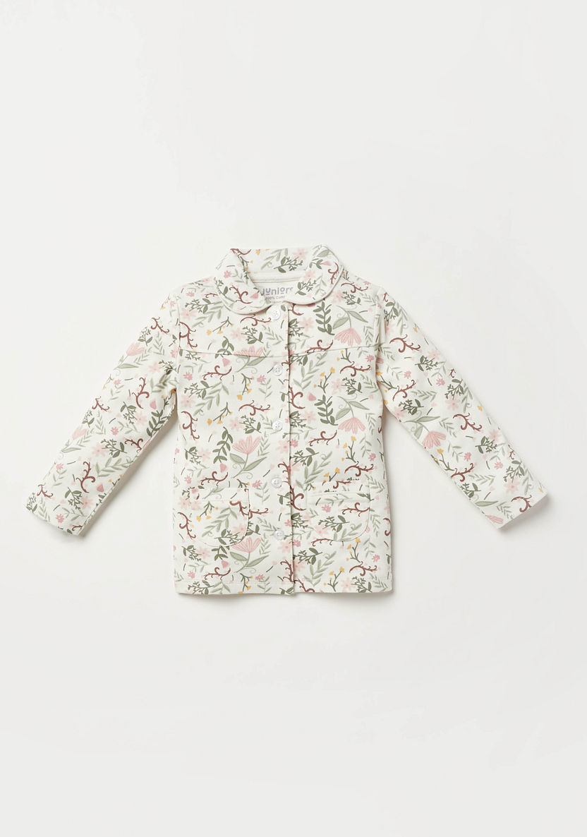 Juniors All-Over Floral Print Shirt and Pyjama Set-Pyjama Sets-image-1