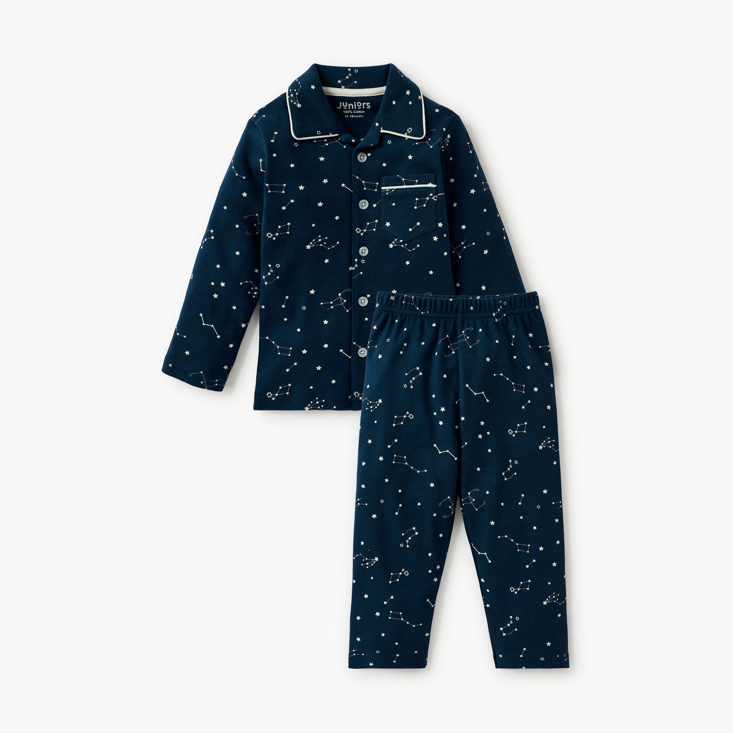 Juniors Star Print Shirt and Pyjama Set-baby-boys-clothing-nightwear-pyjamasets-image-2