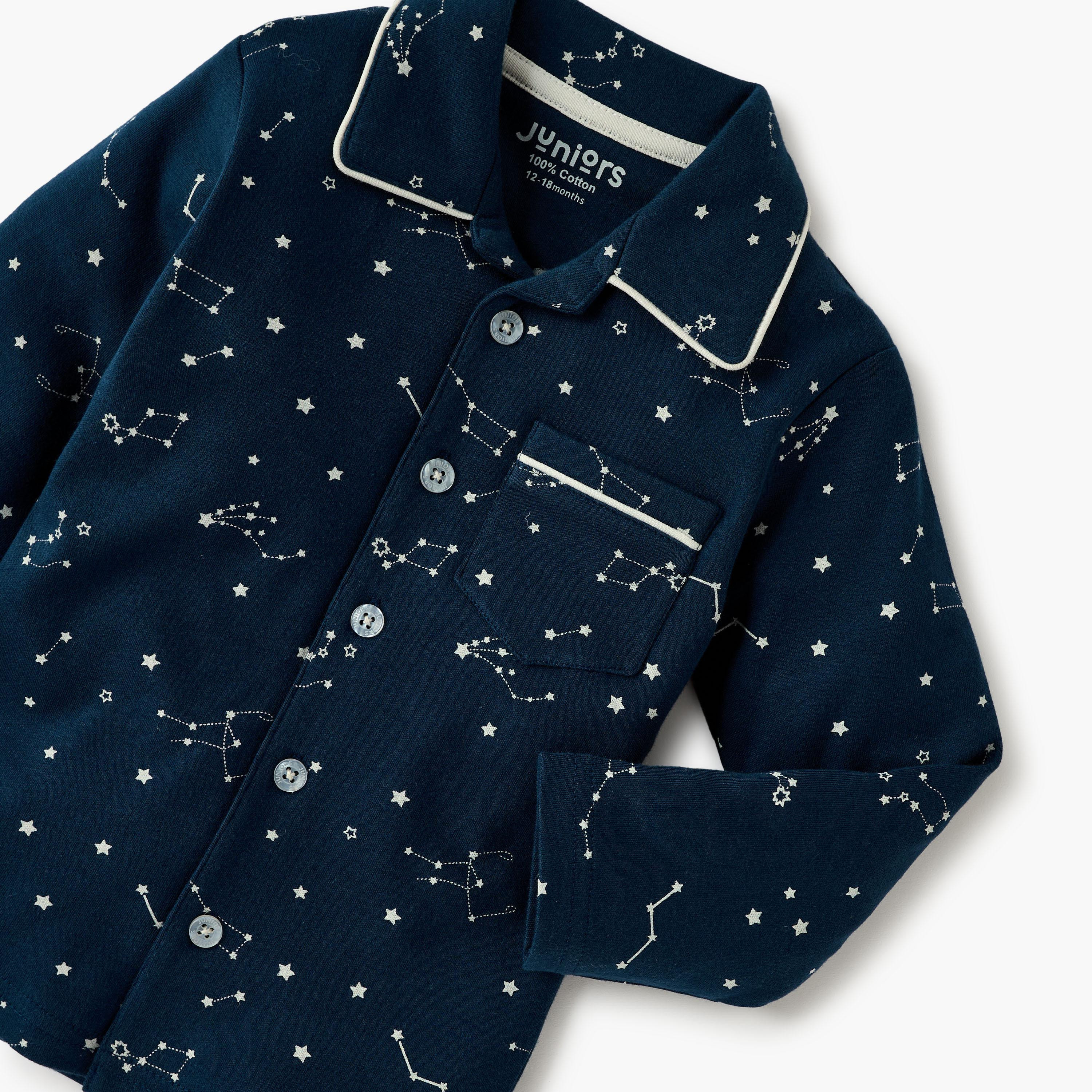 Juniors Star Print Shirt and Pyjama Set-baby-boys-clothing-nightwear-pyjamasets-image-5