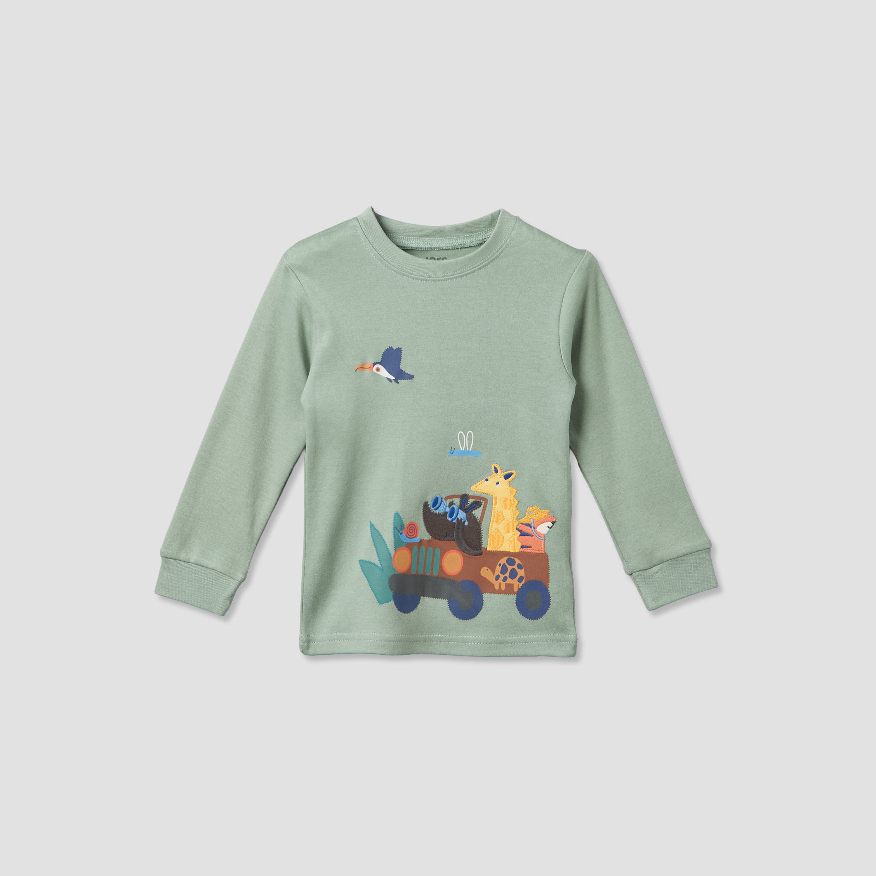 طقم بيجاما قطن بياقة مستديرة وأكمام طويلة وتطريزات من جونيورز-baby-boys-clothing-nightwear-pyjamasets-image-3
