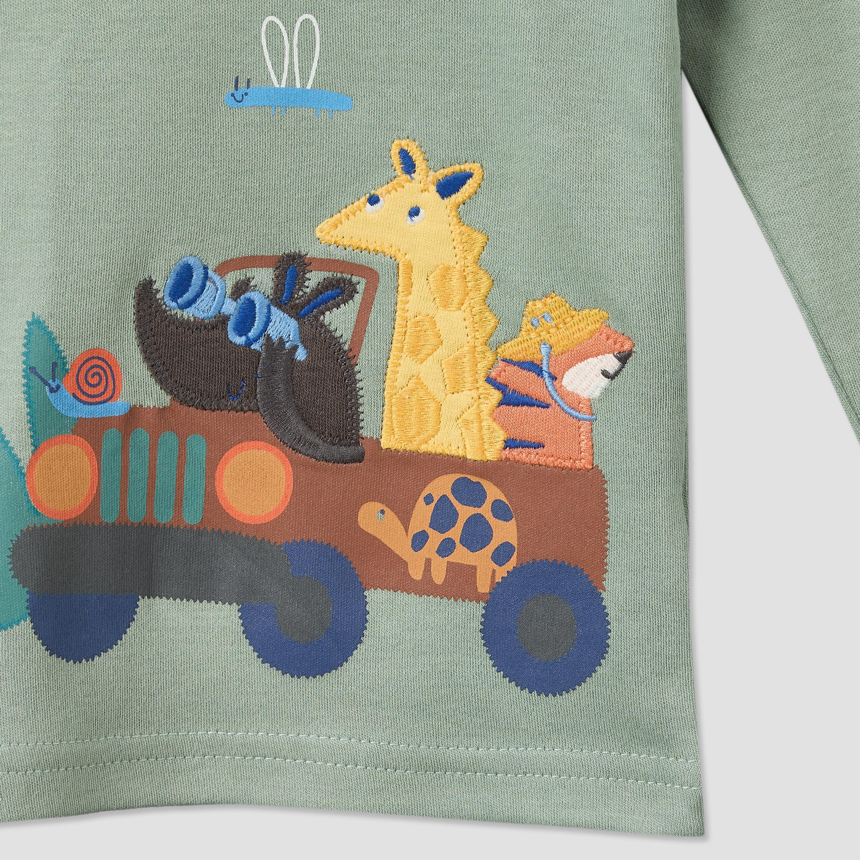 طقم بيجاما قطن بياقة مستديرة وأكمام طويلة وتطريزات من جونيورز-baby-boys-clothing-nightwear-pyjamasets-image-7