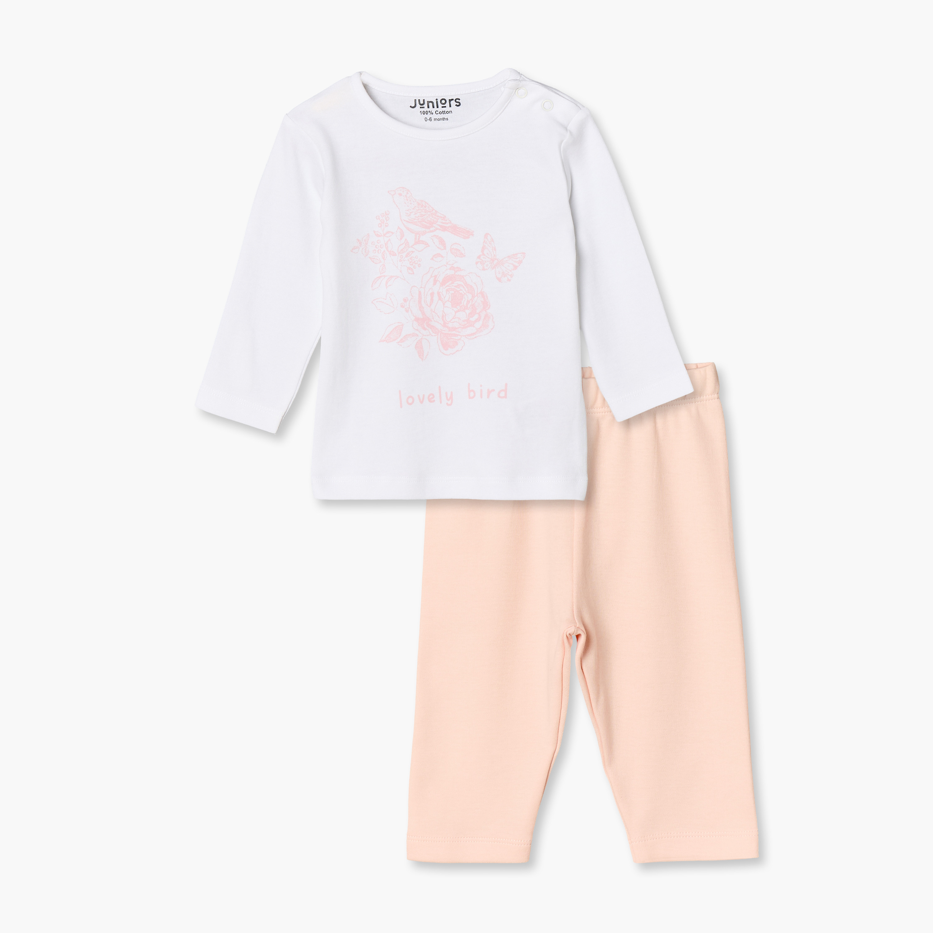 Juniors Cotton Crew Neck Long Sleeves Pyjama Set with Rose Print-baby-girls-clothing-nightwear-pyjamasets-image-1