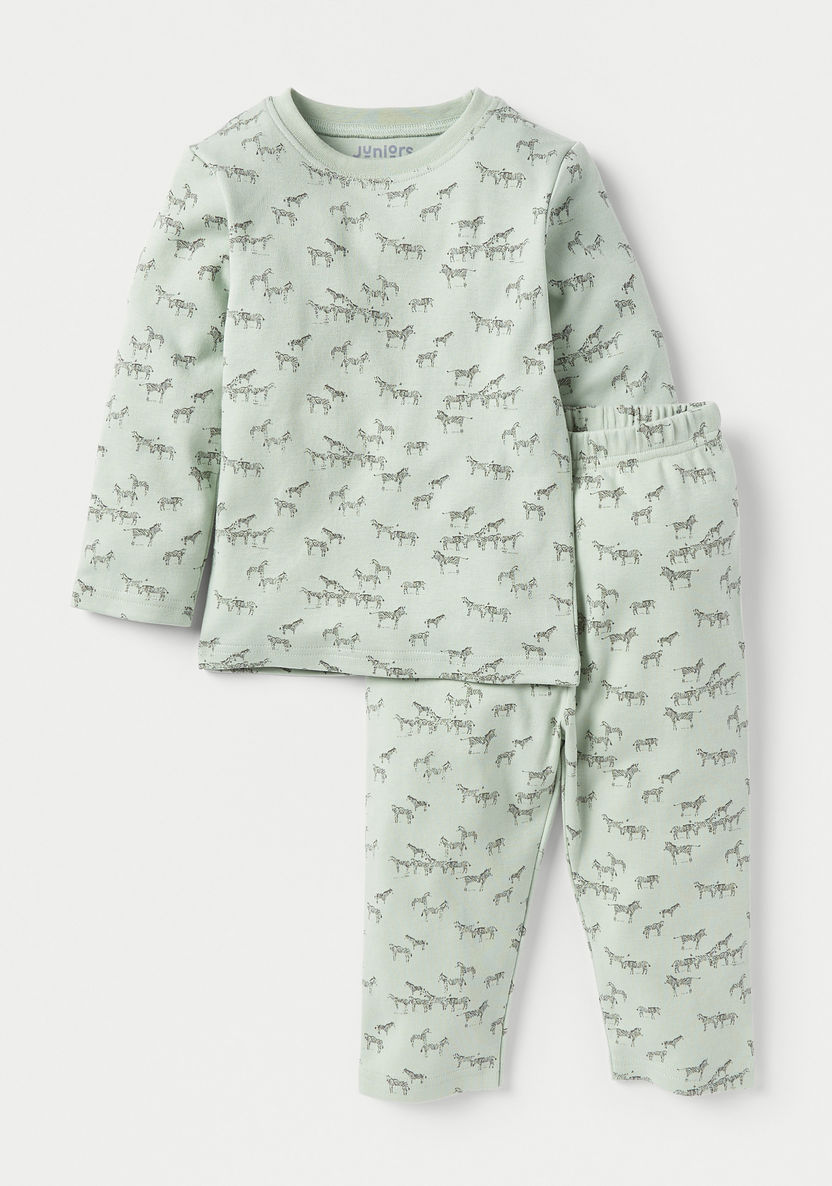 Juniors All-Over Zebra Print T-shirt and Pyjama Set-Pyjama Sets-image-0