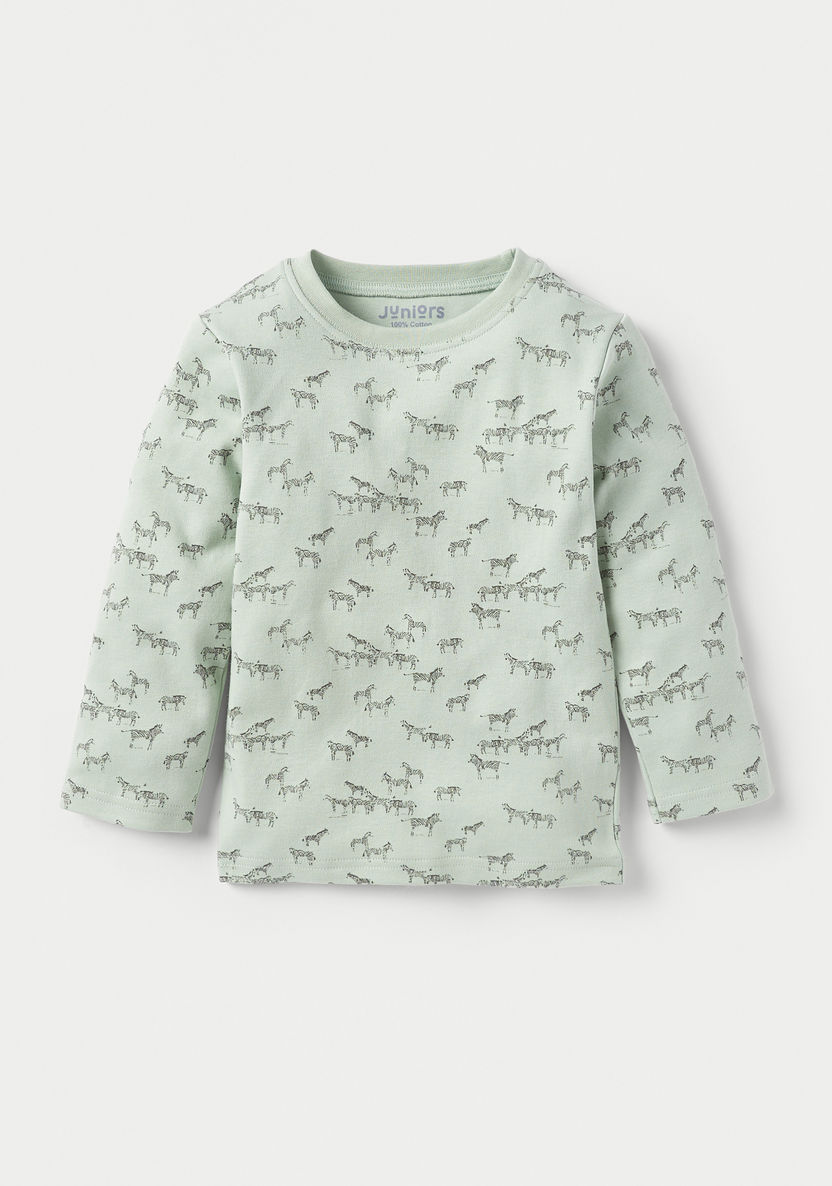 Juniors All-Over Zebra Print T-shirt and Pyjama Set-Pyjama Sets-image-1