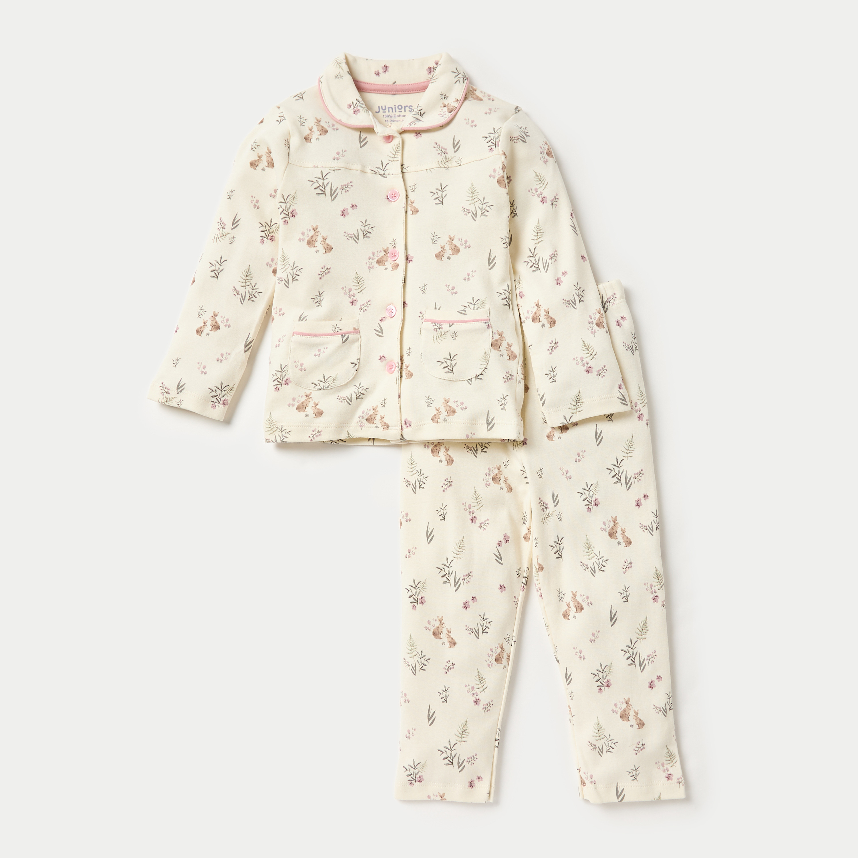 Juniors All-Over Botanical Print Shirt and Pyjama Set-baby-girls-clothing-nightwear-pyjamasets-image-1