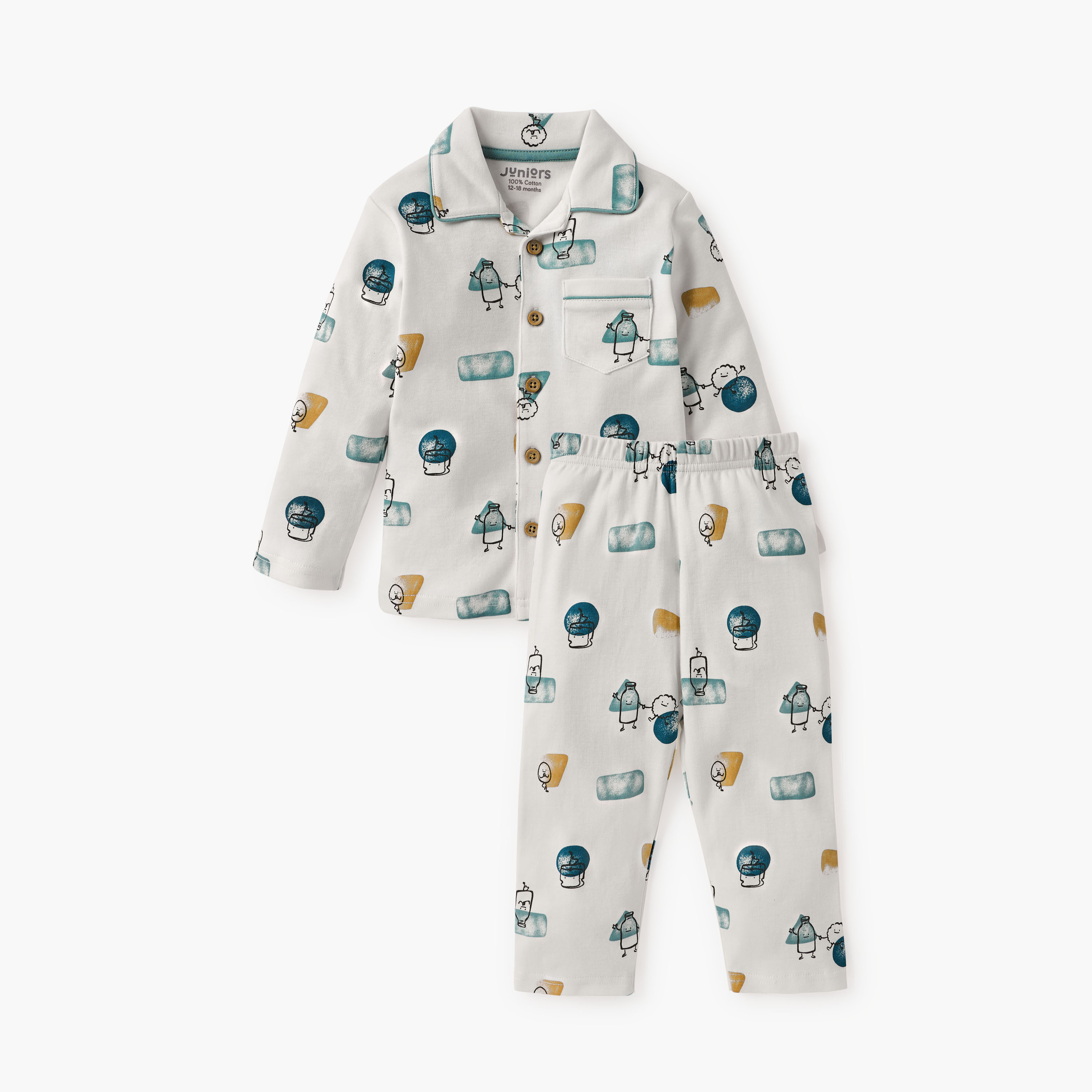 Juniors Printed Shirt and Pyjama Set-baby-boys-clothing-nightwear-pyjamasets-image-2