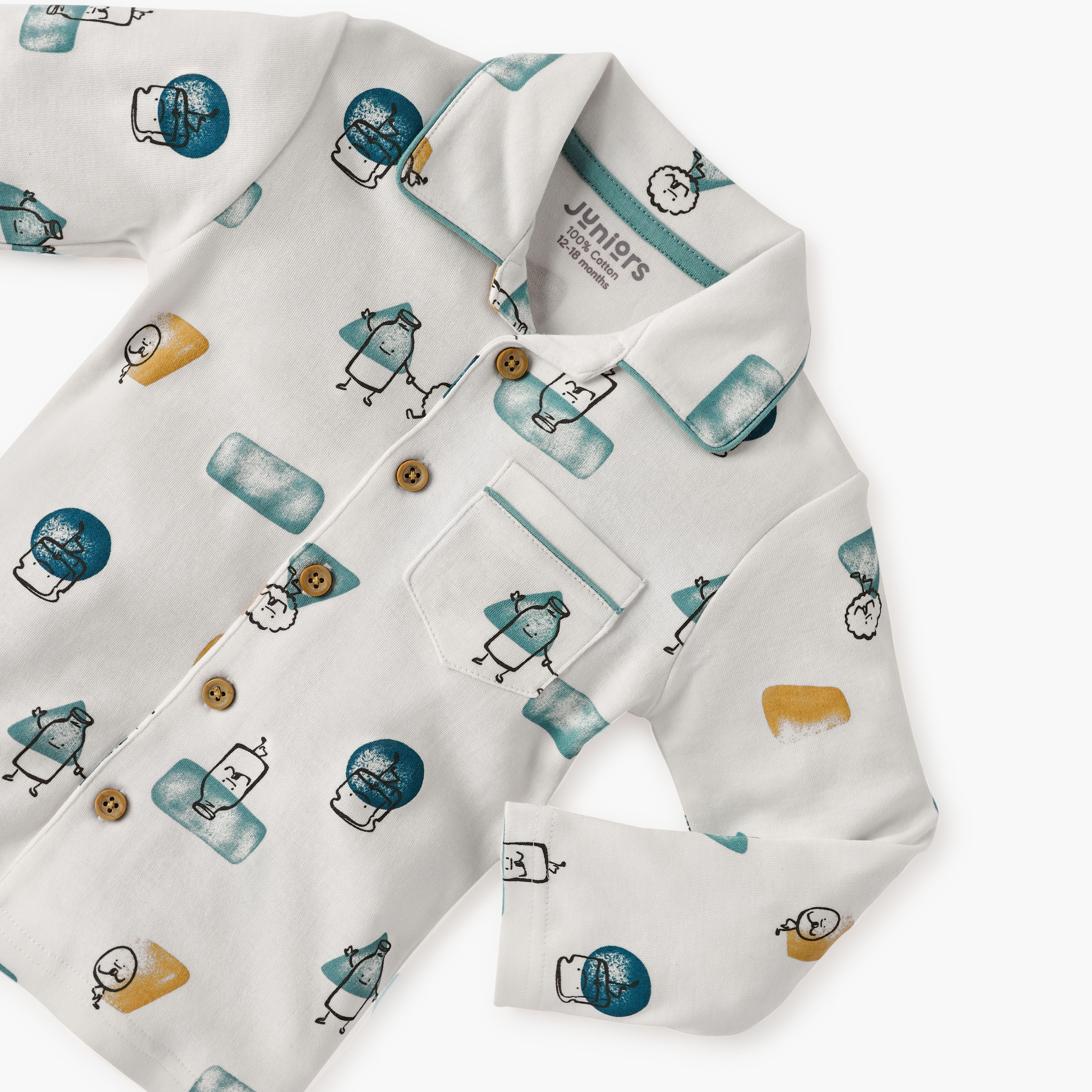 Juniors Printed Shirt and Pyjama Set-baby-boys-clothing-nightwear-pyjamasets-image-5