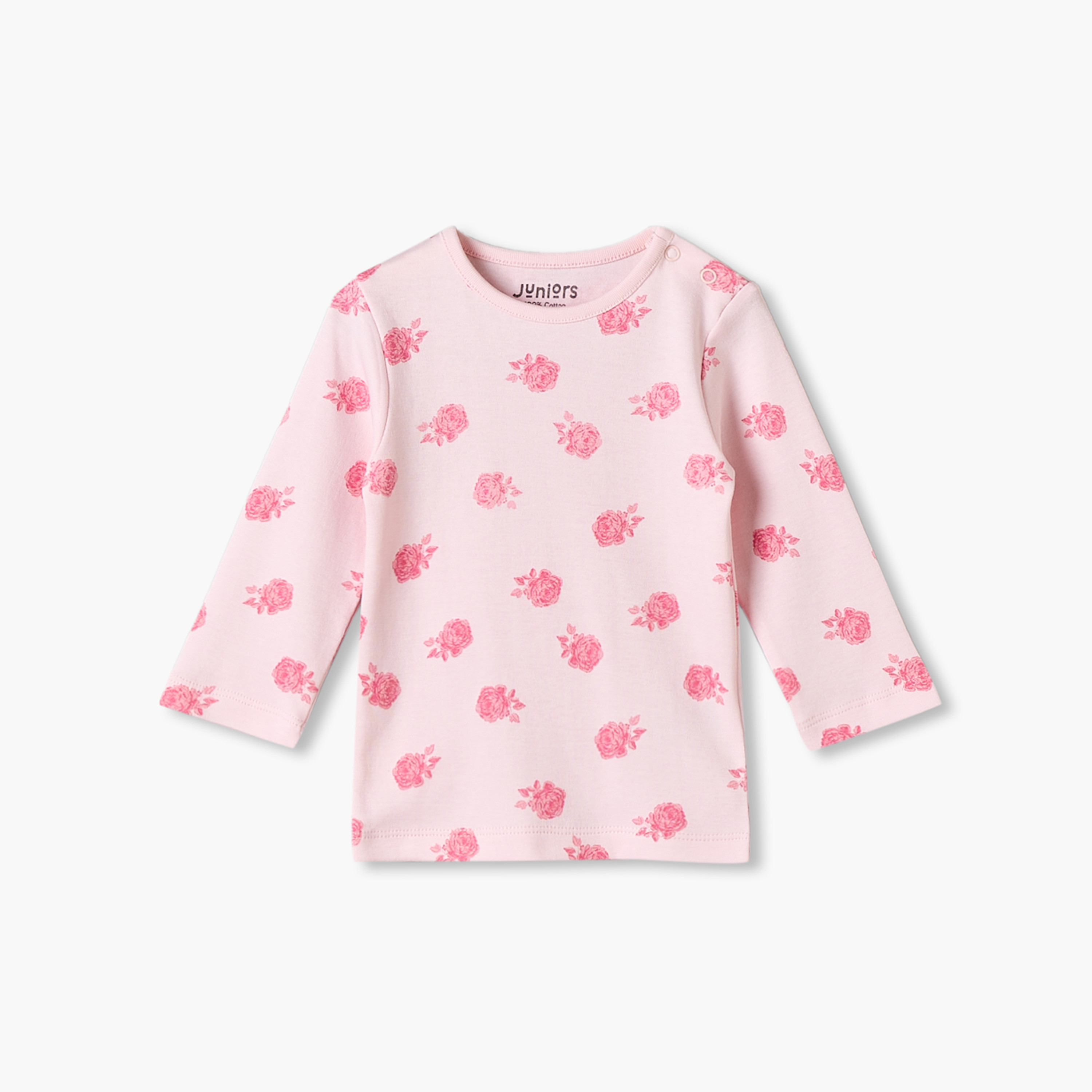 طقم بيجاما قطن بياقة ضيقة وأكمام طويلة بطبعات من جونيورز-baby-girls-clothing-winterwear-pyjamasets-image-2