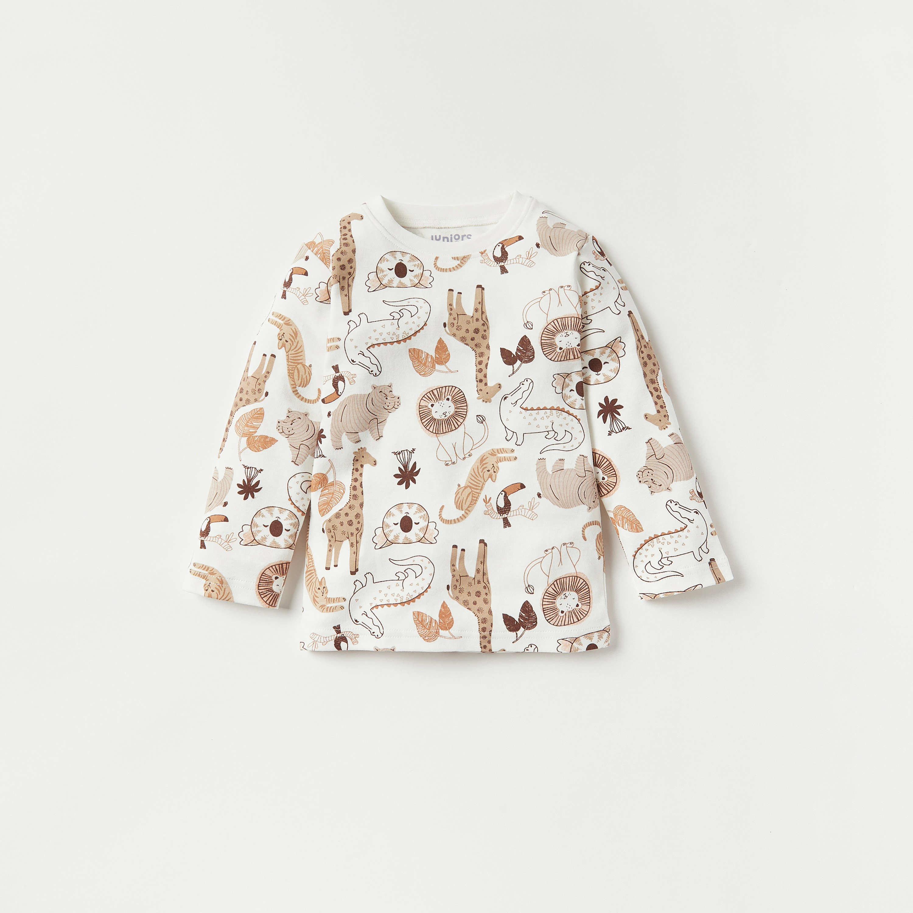 Juniors All-Over Safari Print Long Sleeves T-shirt and Pyjama Set-baby-boys-clothing-nightwear-pyjamasets-image-2