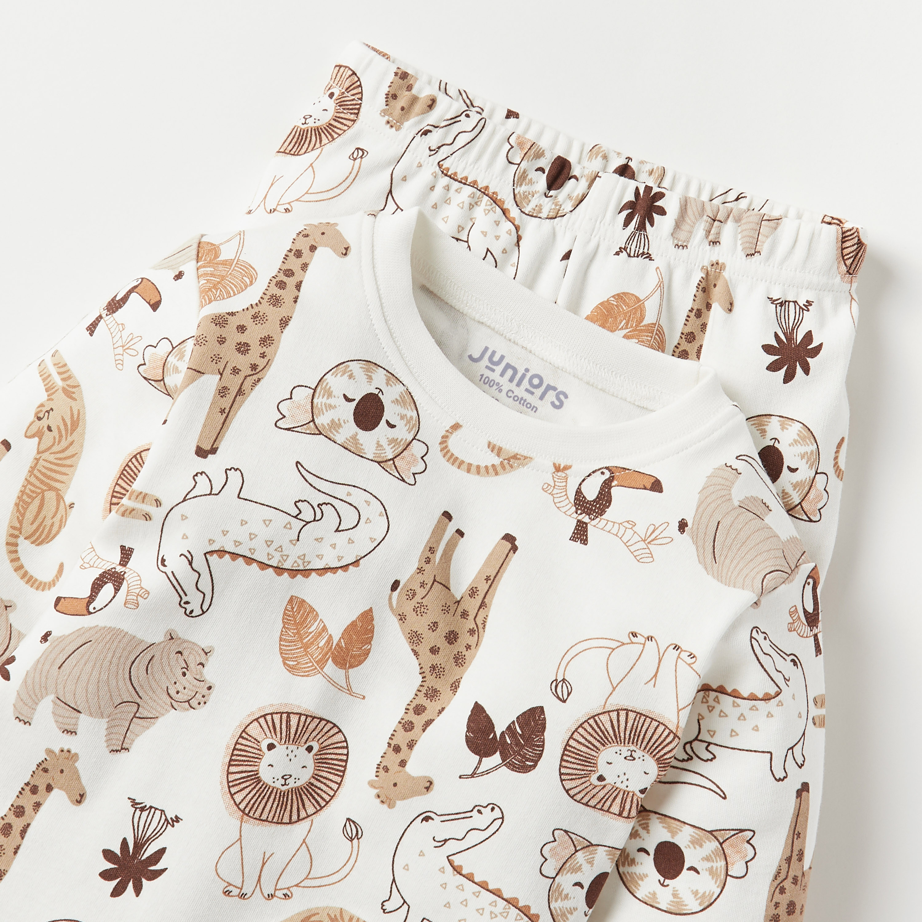 Juniors All-Over Safari Print Long Sleeves T-shirt and Pyjama Set-baby-boys-clothing-nightwear-pyjamasets-image-4