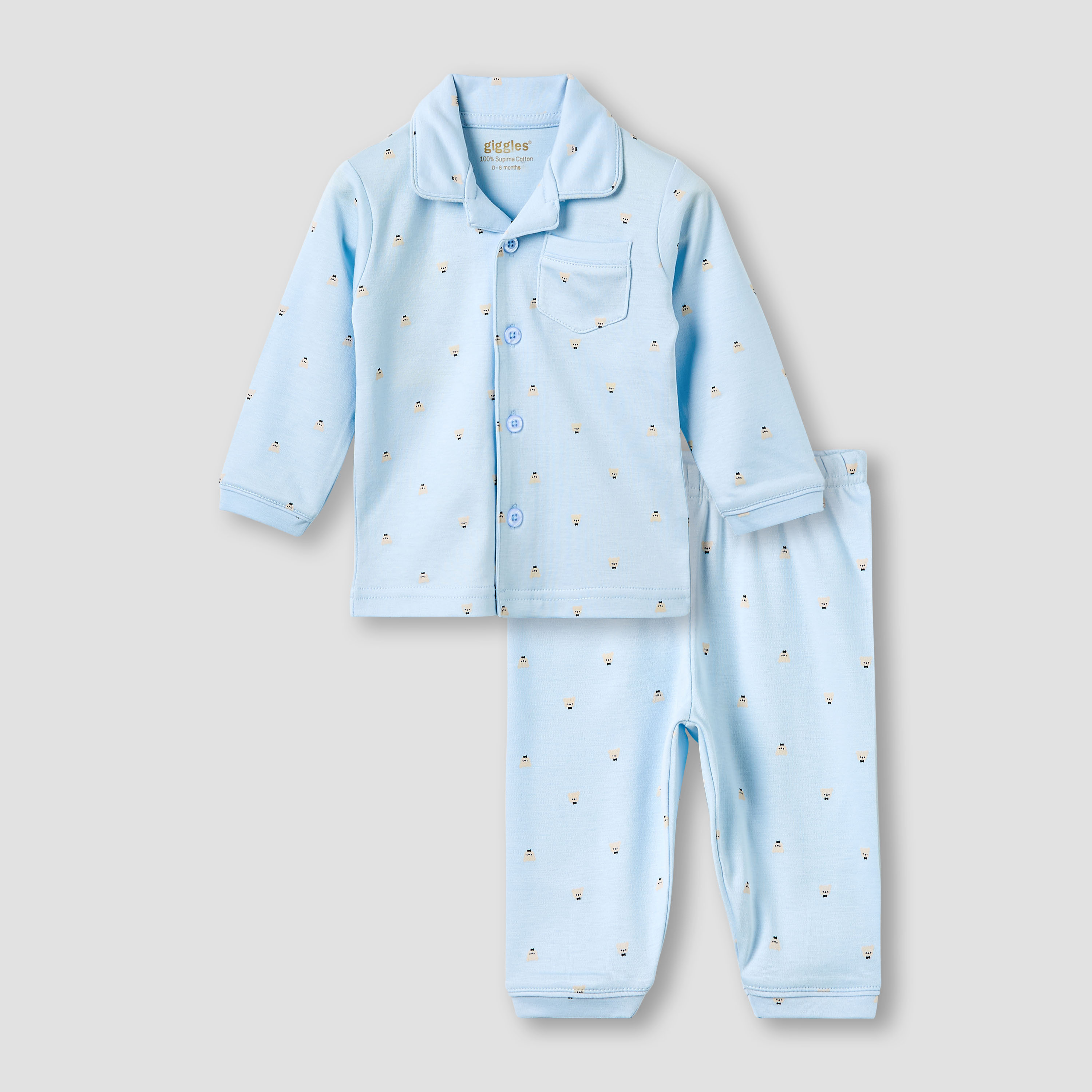 Giggles Pyjama Set with Pocket - Cotton - Long Sleeves - Collared Neck-promo_babyshop_Buy2for89_BAH130126-image-1