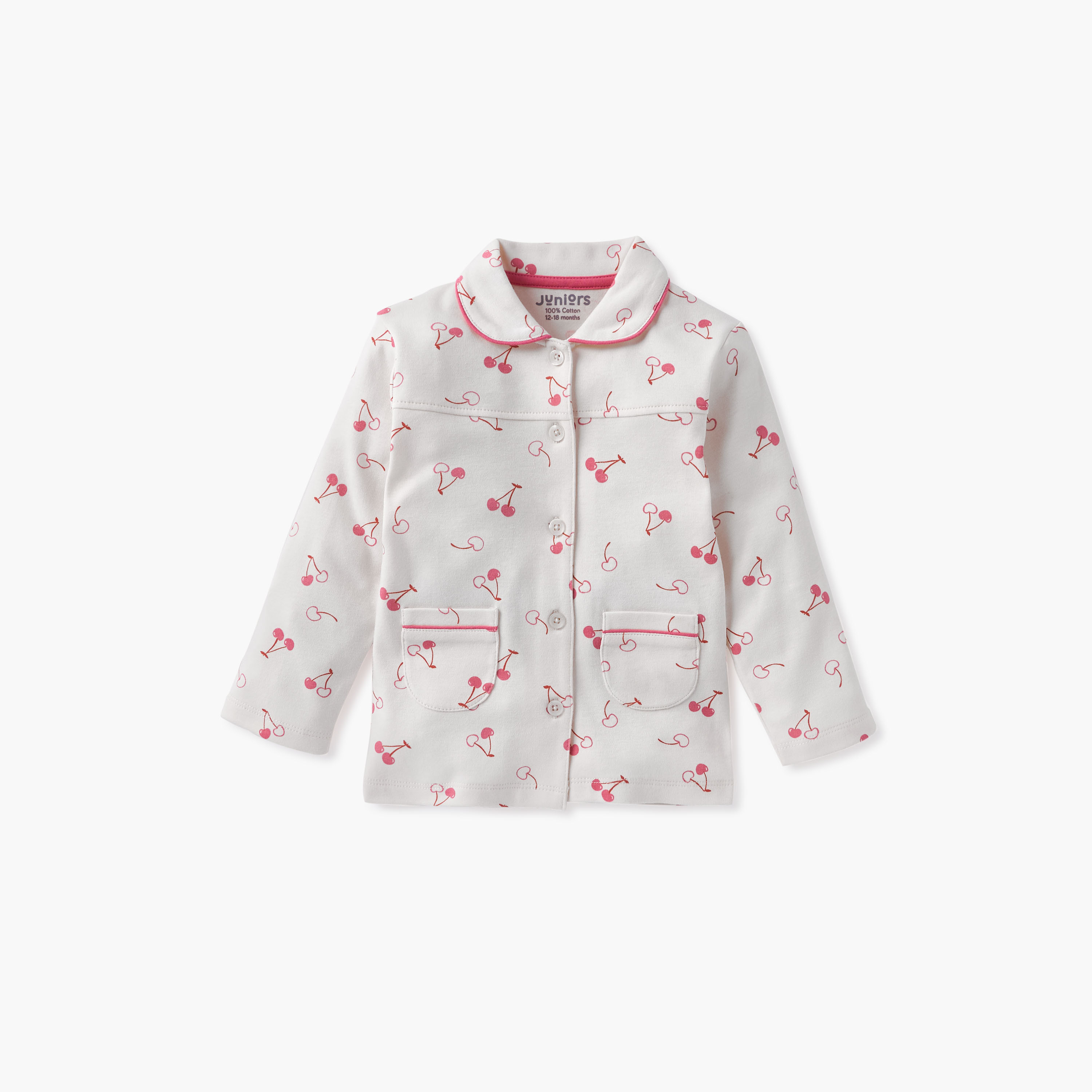 Juniors Cherry Print Shirt and Pyjama Set-baby-girls-clothing-nightwear-pyjamasets-image-2