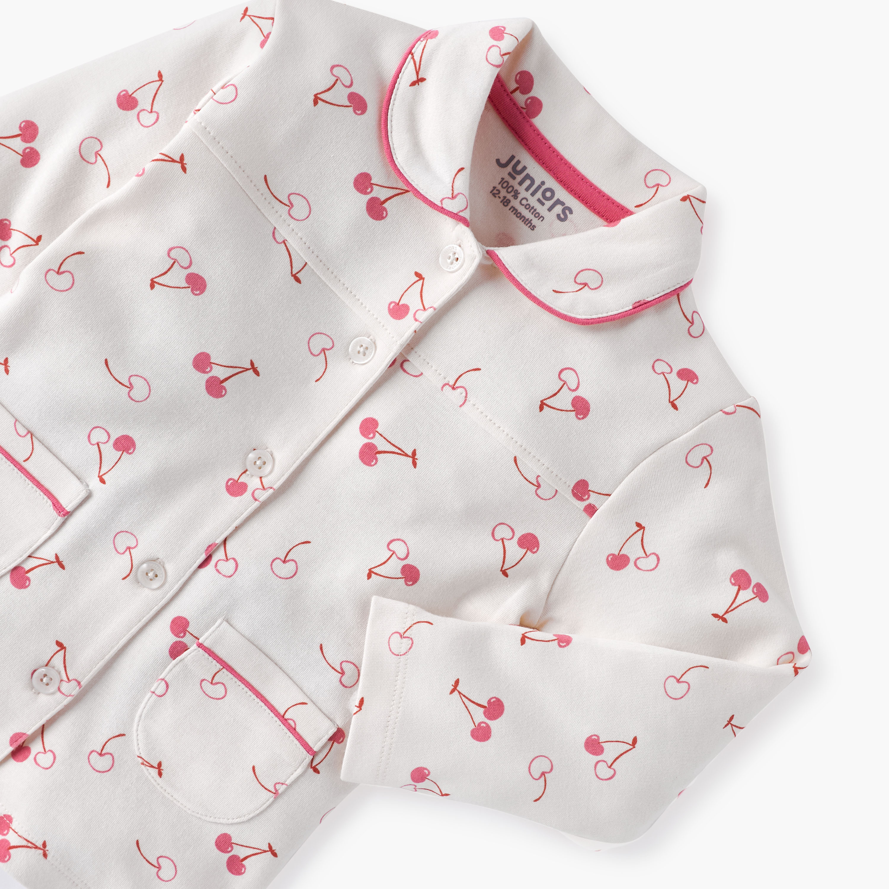 Juniors Cherry Print Shirt and Pyjama Set-baby-girls-clothing-nightwear-pyjamasets-image-4