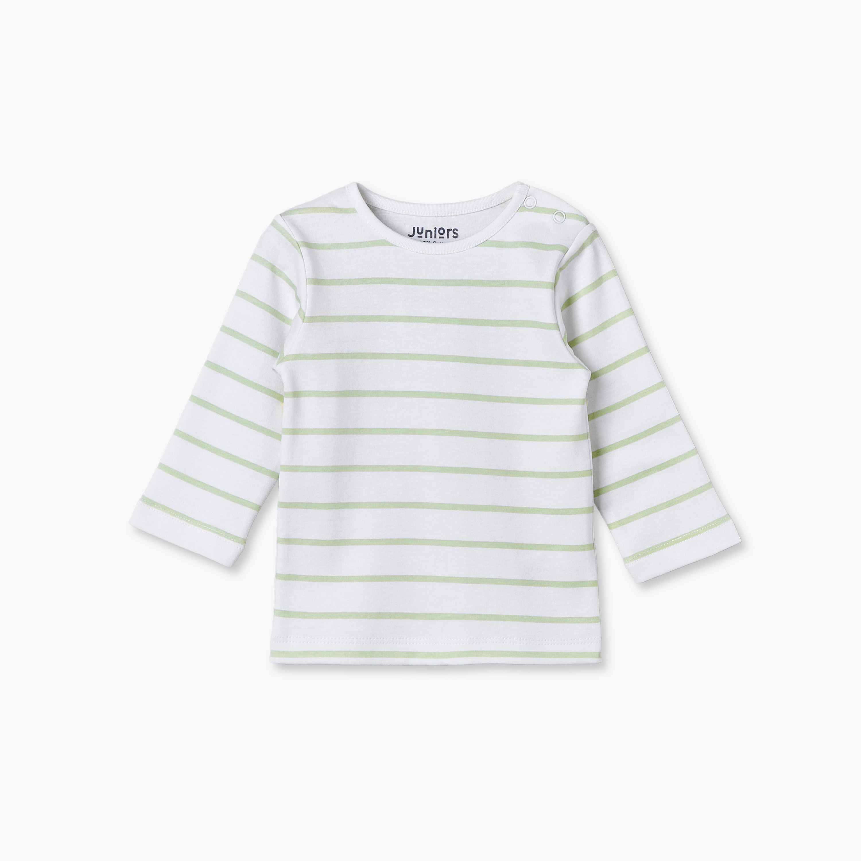 Juniors Cotton Crew Neck Long Sleeves Pyjama Set with Stripes-baby-girls-clothing-winterwear-pyjamasets-image-2