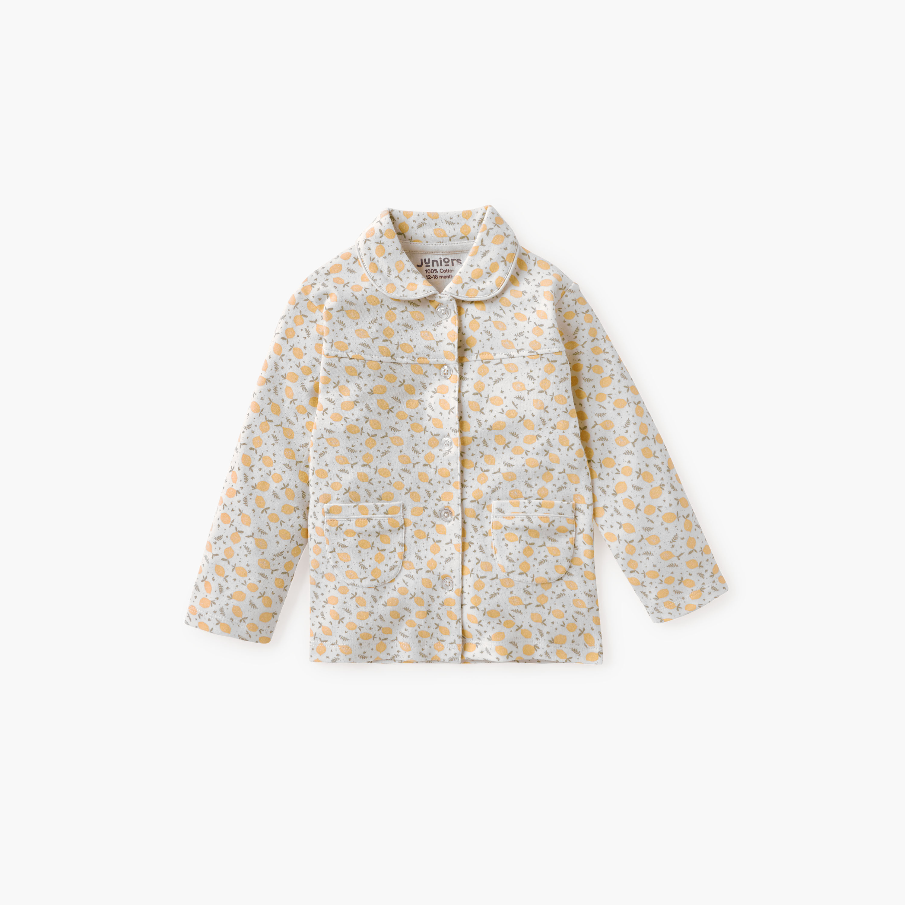 Juniors Lemon Print Shirt and Pyjama Set-baby-girls-clothing-nightwear-pyjamasets-image-2