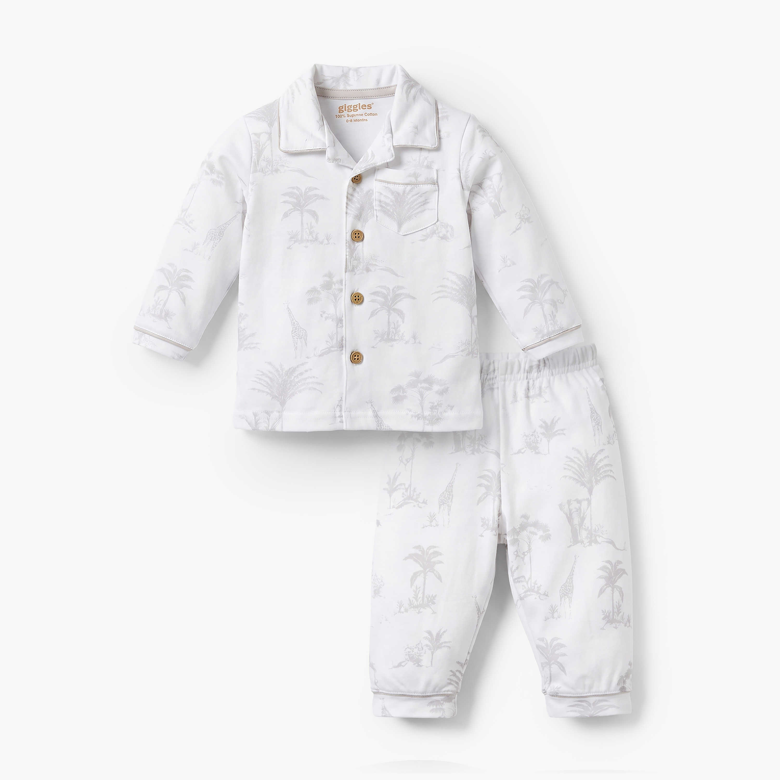 Giggles Cotton Collared Long Sleeves Pyjama Set with Forest Print-baby-girls-clothing-nightwear-pyjamasets-image-2
