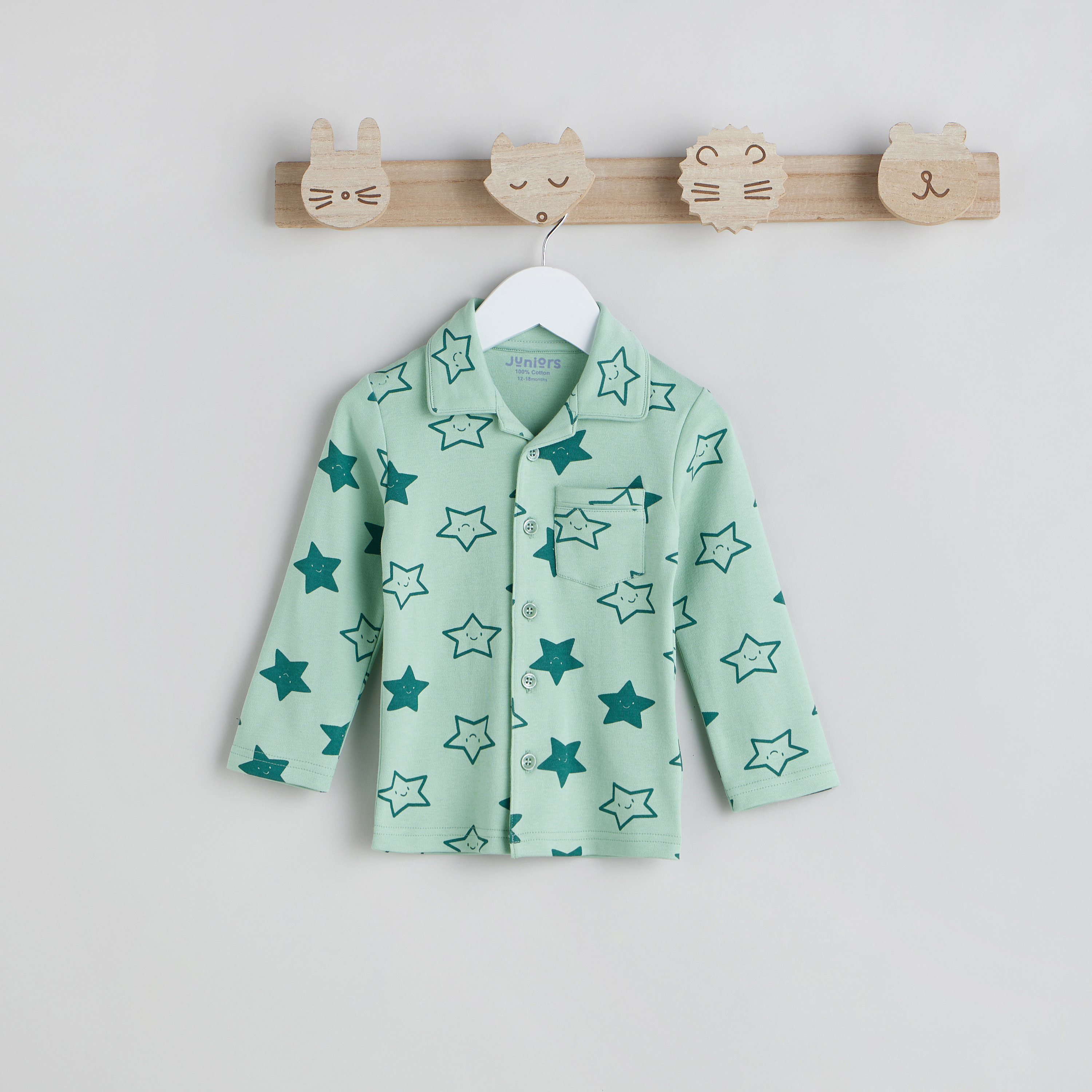 Juniors All-Over Star Print Cotton Shirt and Pyjama Set-baby-boys-clothing-nightwear-pyjamasets-image-2