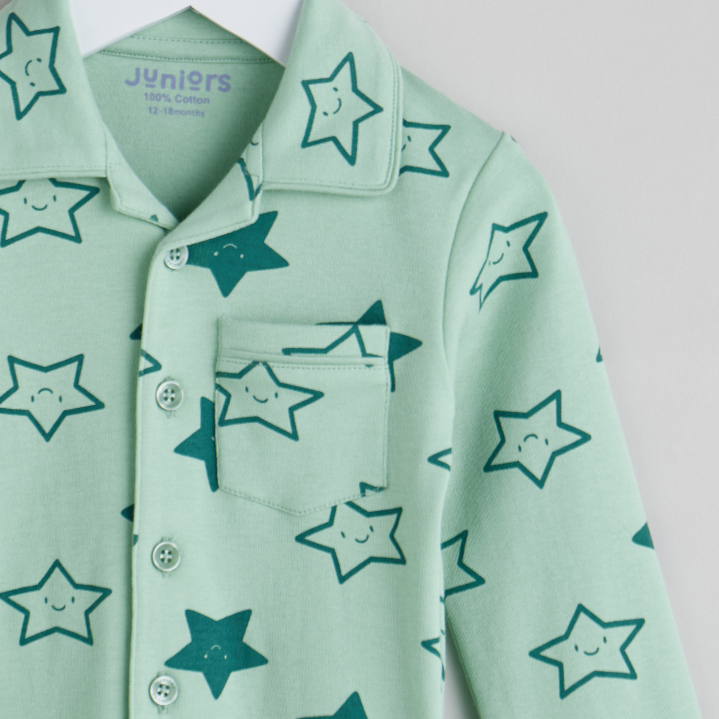 Juniors All-Over Star Print Cotton Shirt and Pyjama Set-baby-boys-clothing-nightwear-pyjamasets-image-4