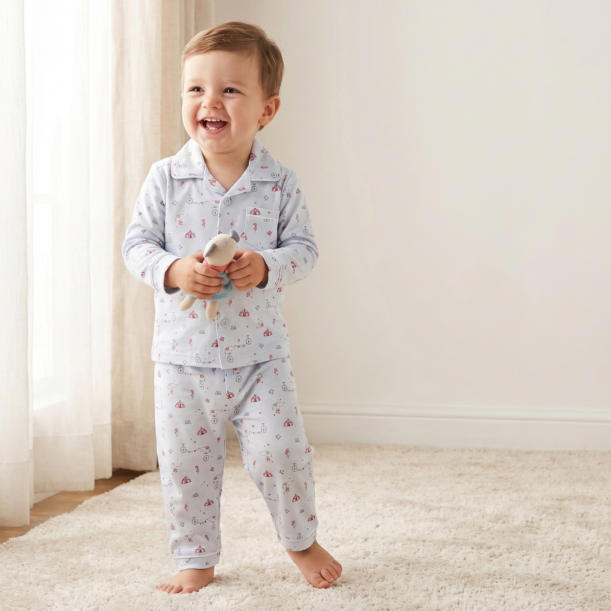 Giggles Cotton Collared Long Sleeves Pyjama Set with Circus Print-baby-boys-clothing-nightwear-pyjamasets-image-1